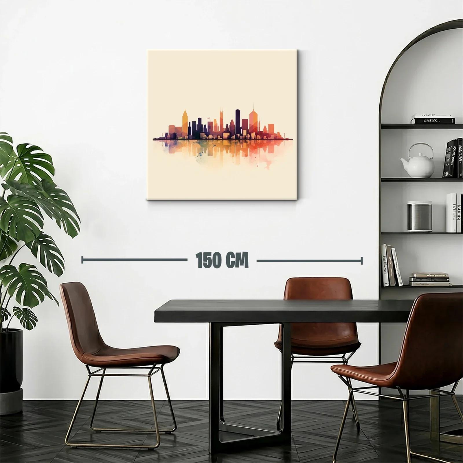 Panorámica urbana con reflejos en tonos cálidos y modernos — miniatura 2