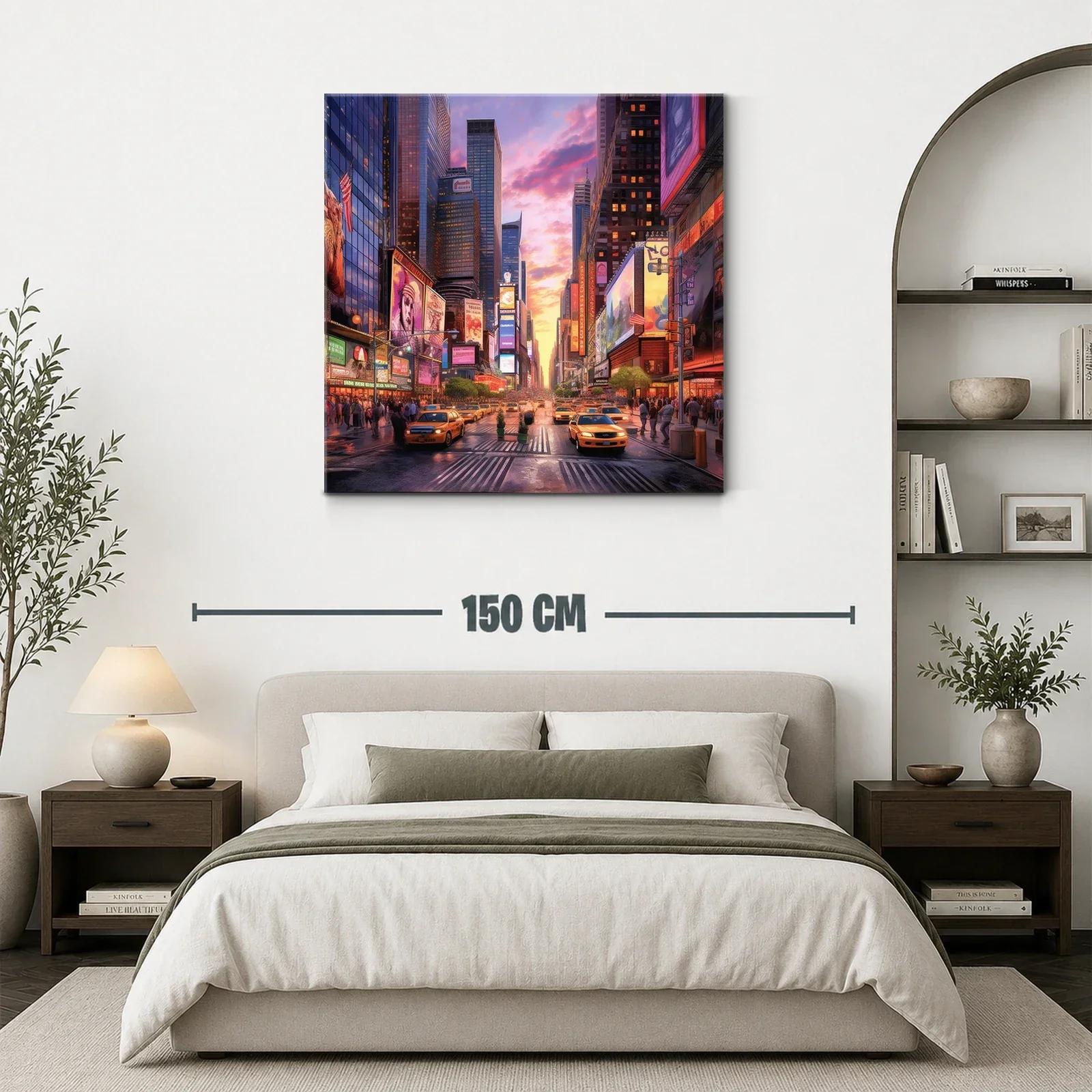 Atardecer vibrante en la ciudad con taxis amarillos — miniatura 3