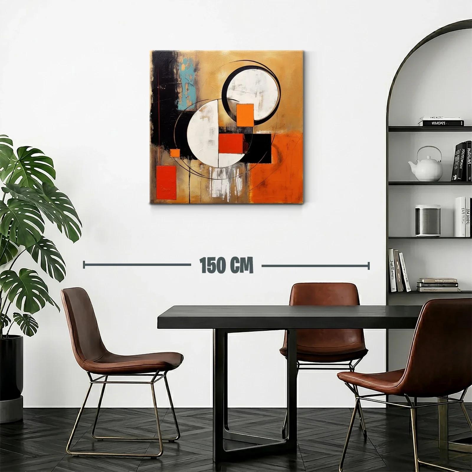 Cuadro abstracto con formas geométricas y tonos cálidos — miniatura 2