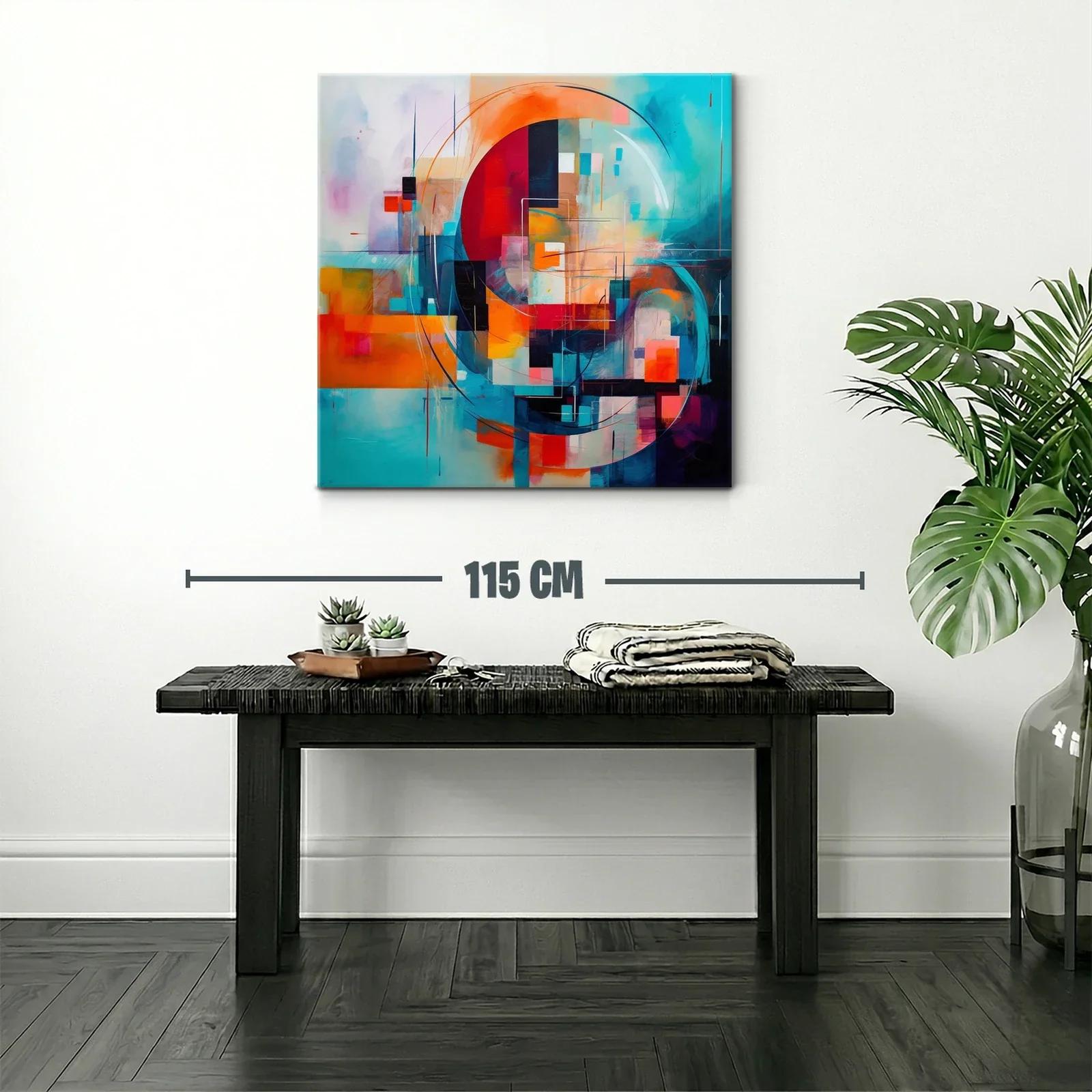 Cuadro abstracto con formas circulares en tonos vibrantes — miniatura 2