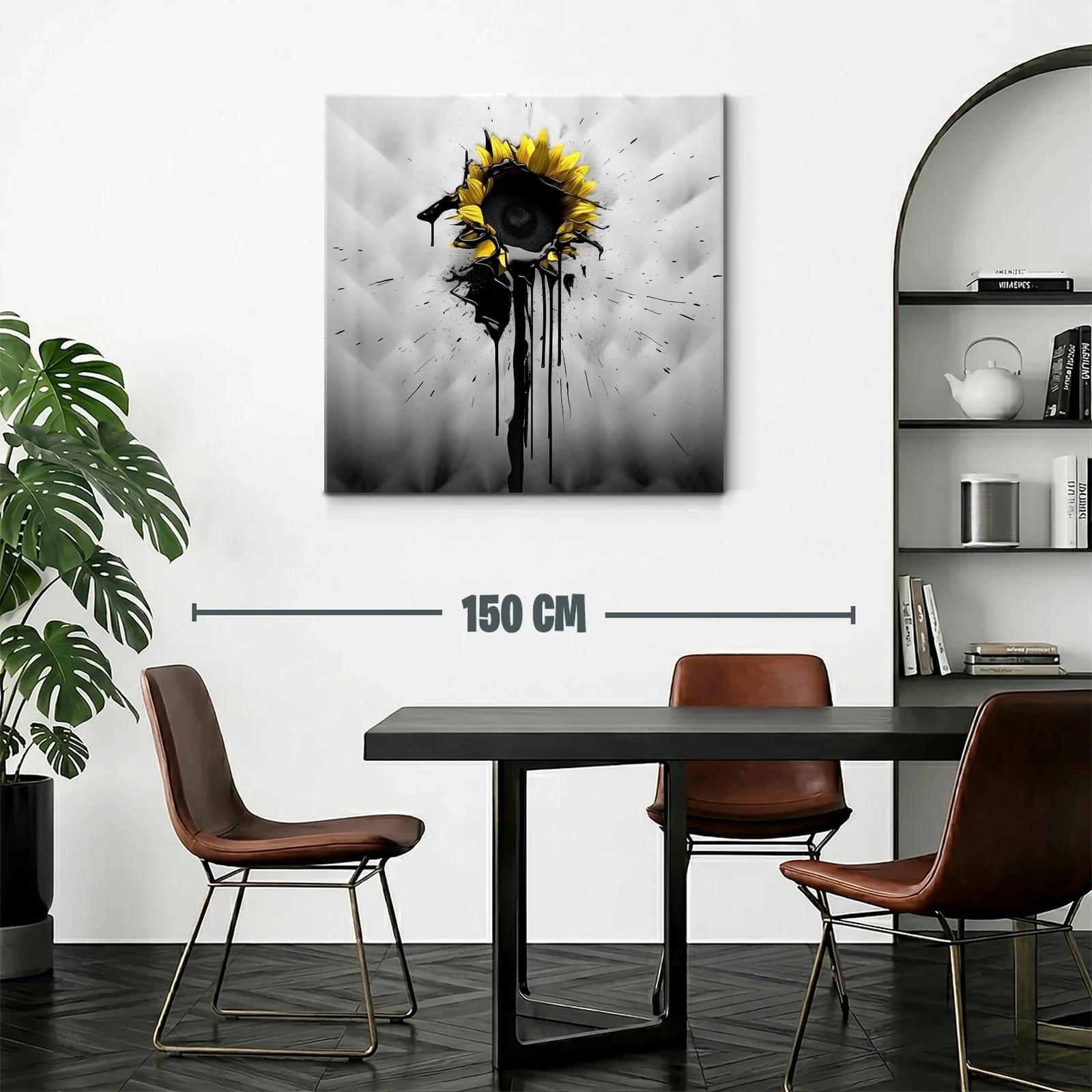 Girasol moderno con toque de tinta negra expresiva — miniatura 2