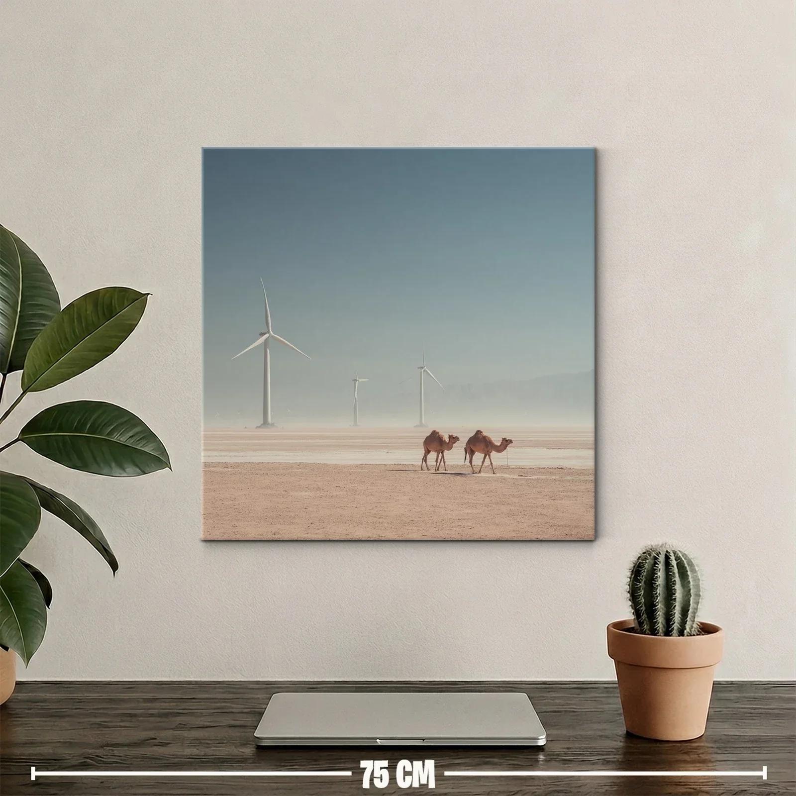 Paisaje Desértico con Camellos y Molinos de Viento — miniatura 2