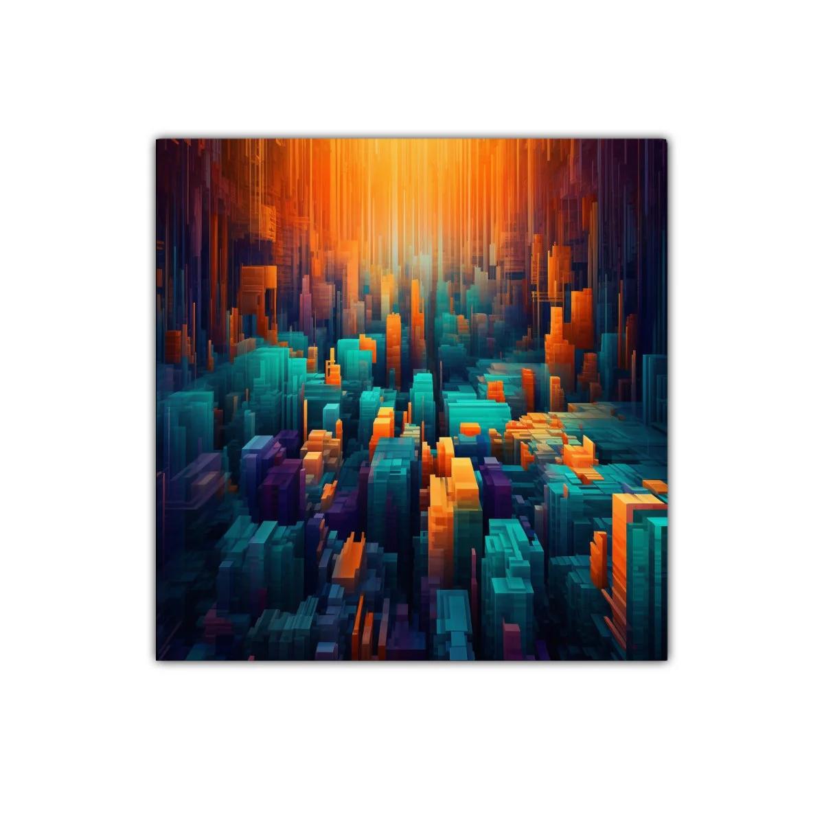 Composición abstracta en tonos cálidos y fríos vibrantes — imagen principal