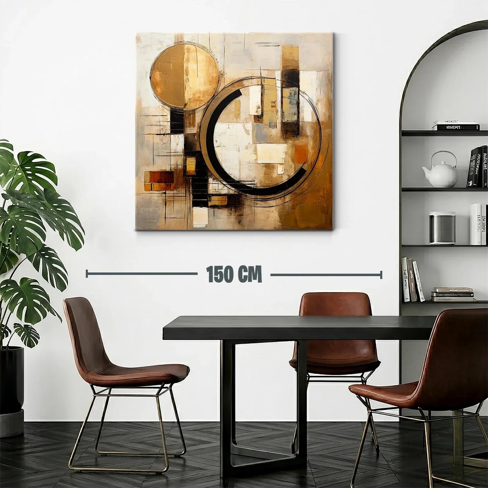Composición abstracta con círculos y formas geométricas cálidas — miniatura 2