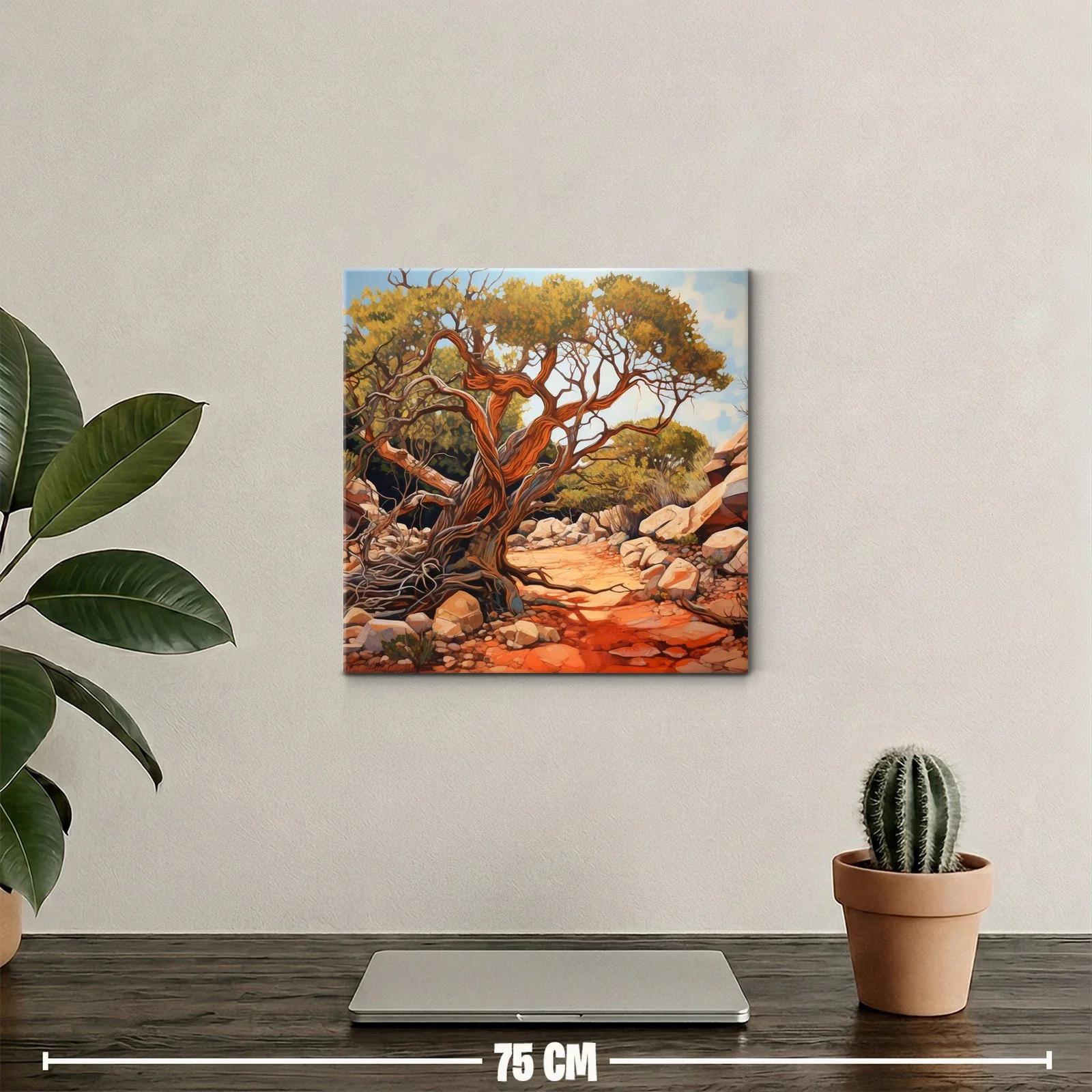 Paisaje natural con árbol antiguo y caminos entre rocas — miniatura 2