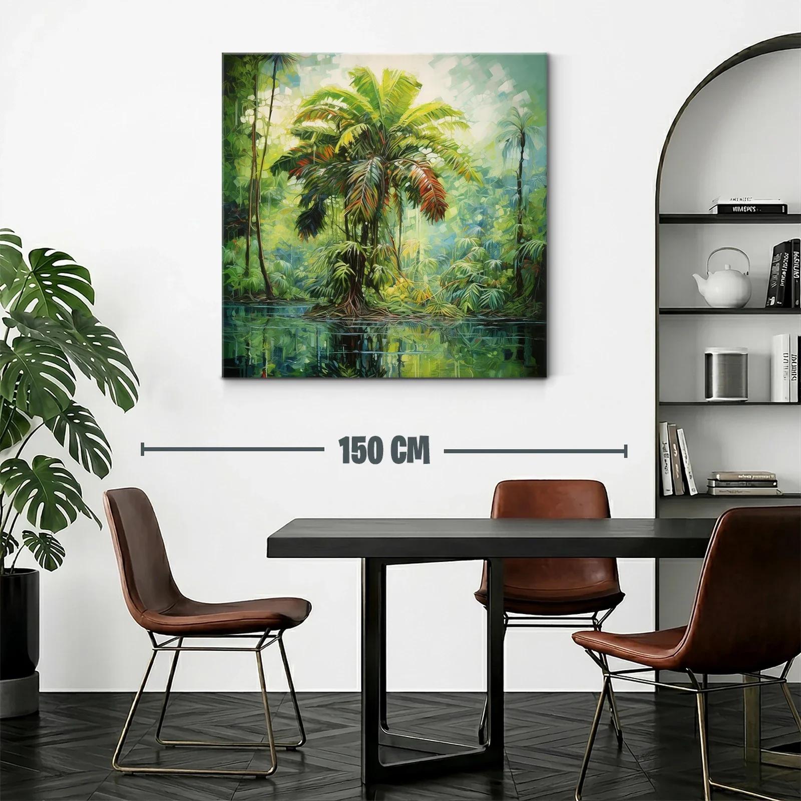 Exuberante paisaje tropical con palmera vibrante y reflejos — miniatura 2