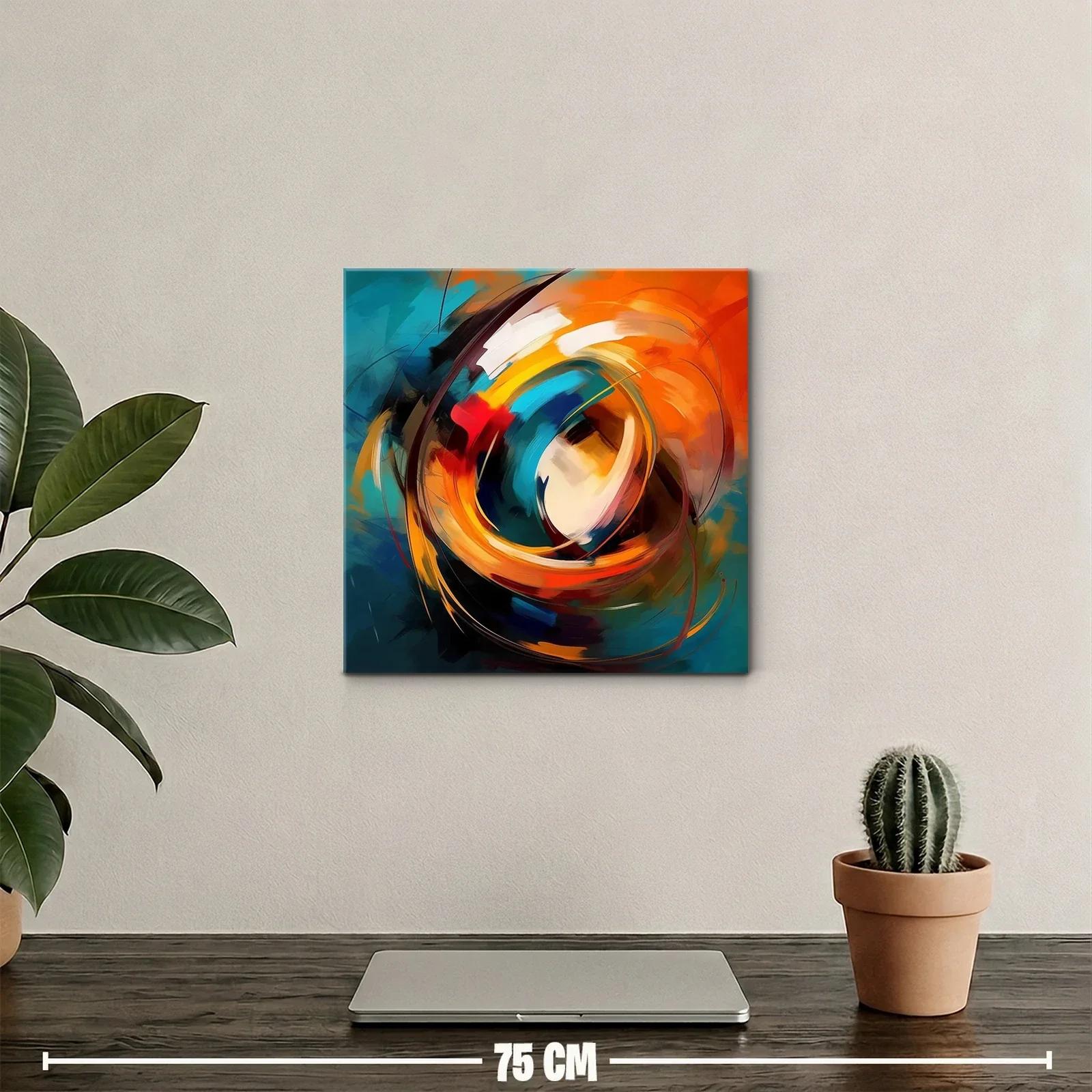 Cuadro Abstracto con Vibrantes Tonos Naranjas y Azules — miniatura 2