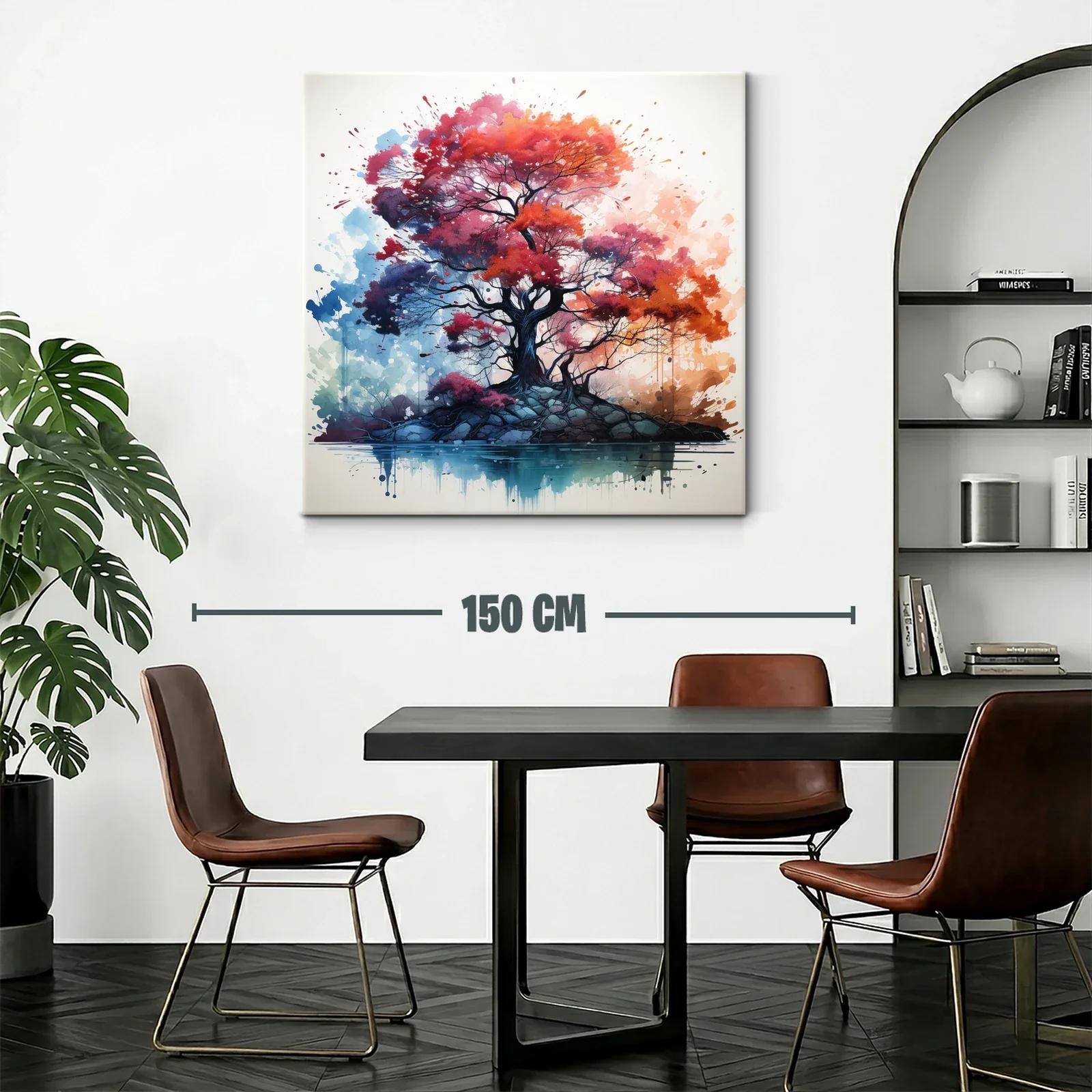 Árbol vibrante en tonos cálidos sobre lago sereno — miniatura 2
