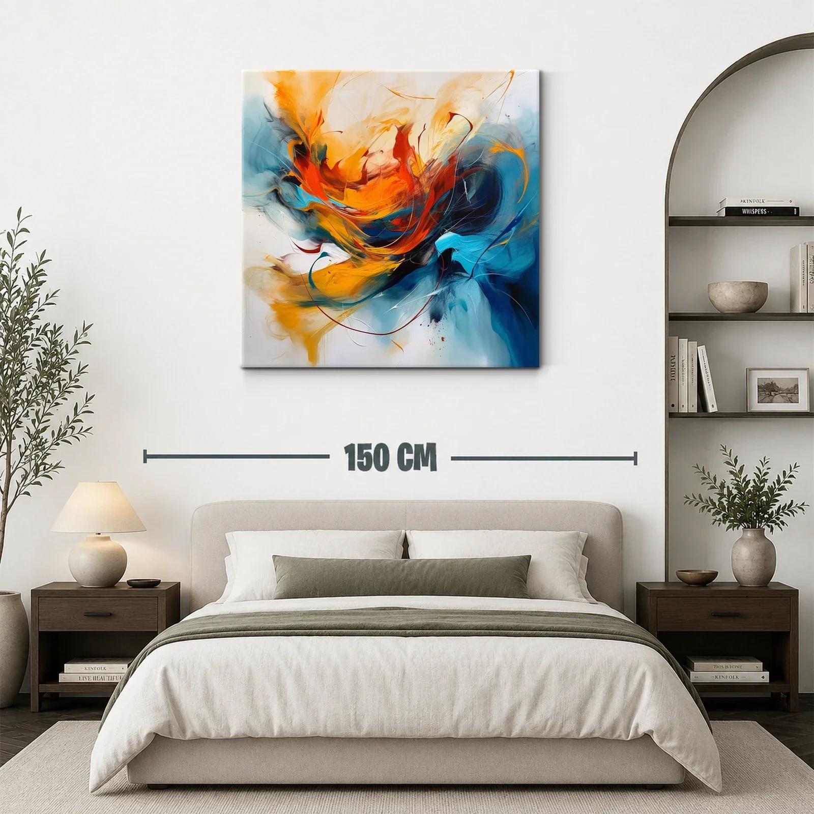 Cuadro abstracto con vibrantes tonos cálidos y fríos — miniatura 3
