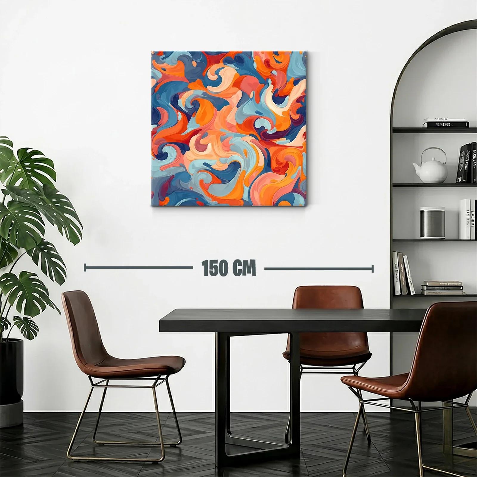 Cuadro abstracto en vibrantes tonos cálidos y fríos — miniatura 2