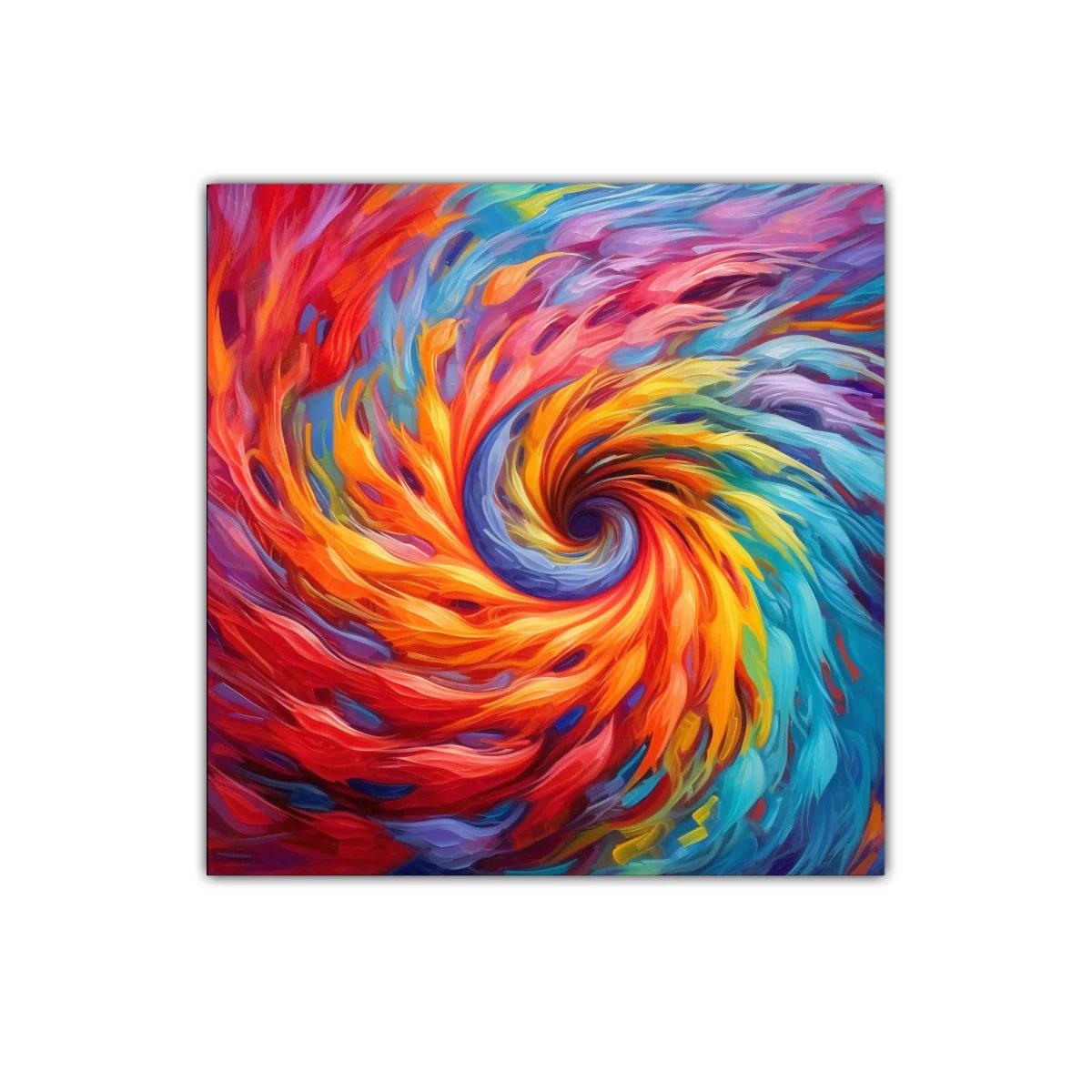 Cuadro abstracto en espiral con explosión de colores vivos — miniatura 1