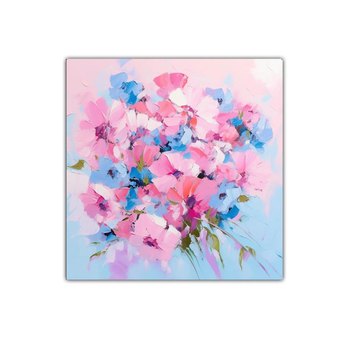 Cuadro floral en tonos rosas y azules vibrantes — imagen principal