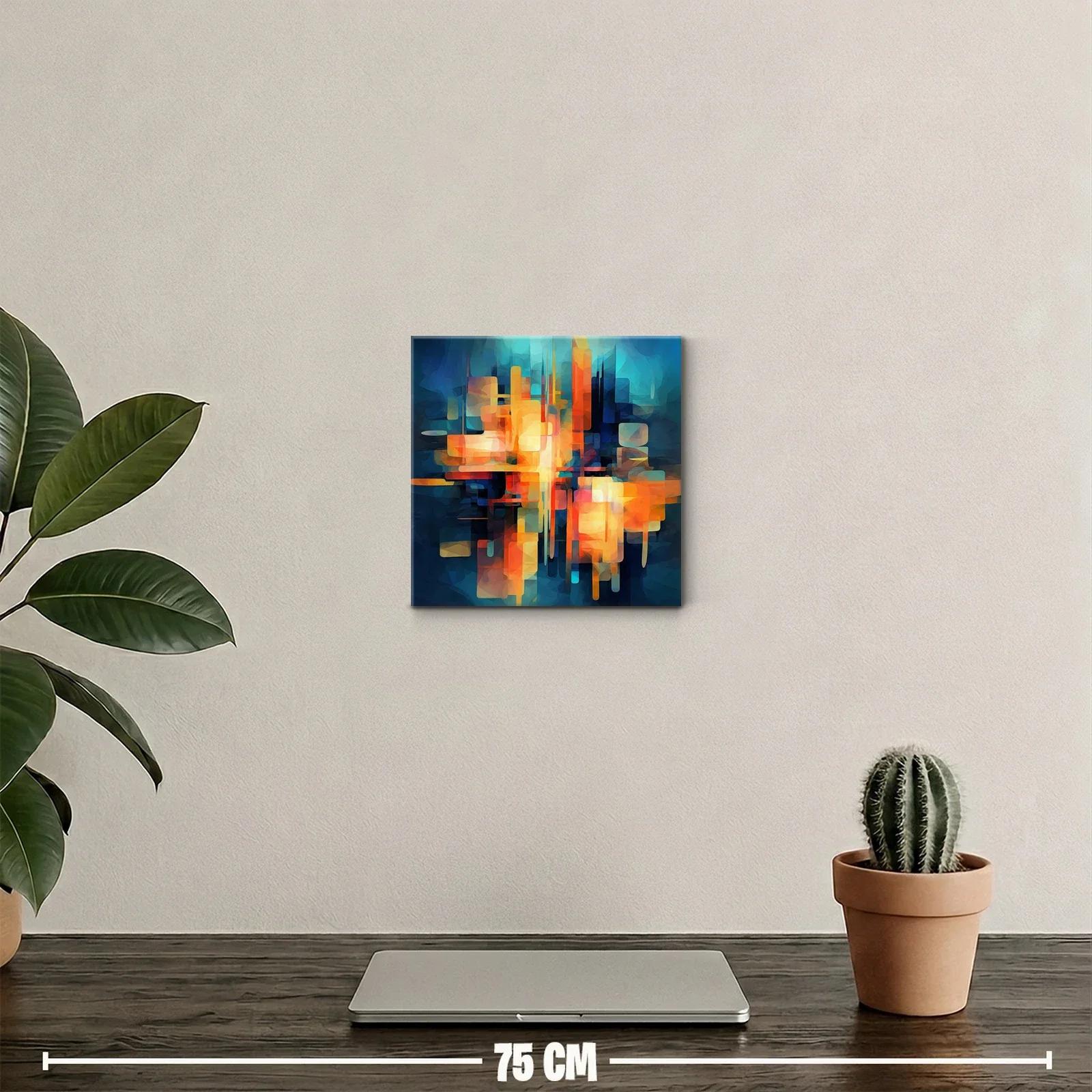 Composición abstracta vibrante en tonos cálidos y fríos — miniatura 2