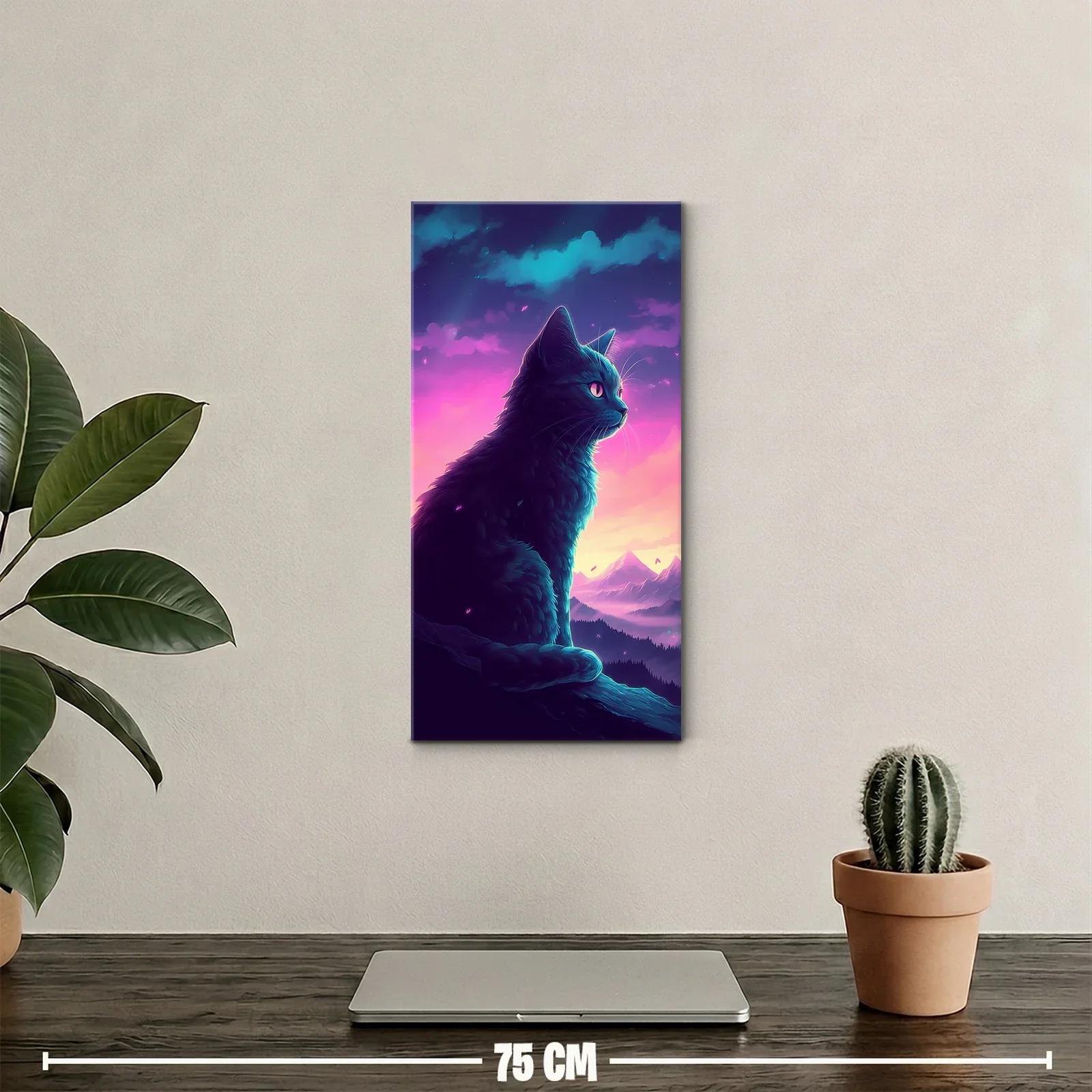 Cuadro gato negro recortado contra un cielo luminoso — miniatura 2