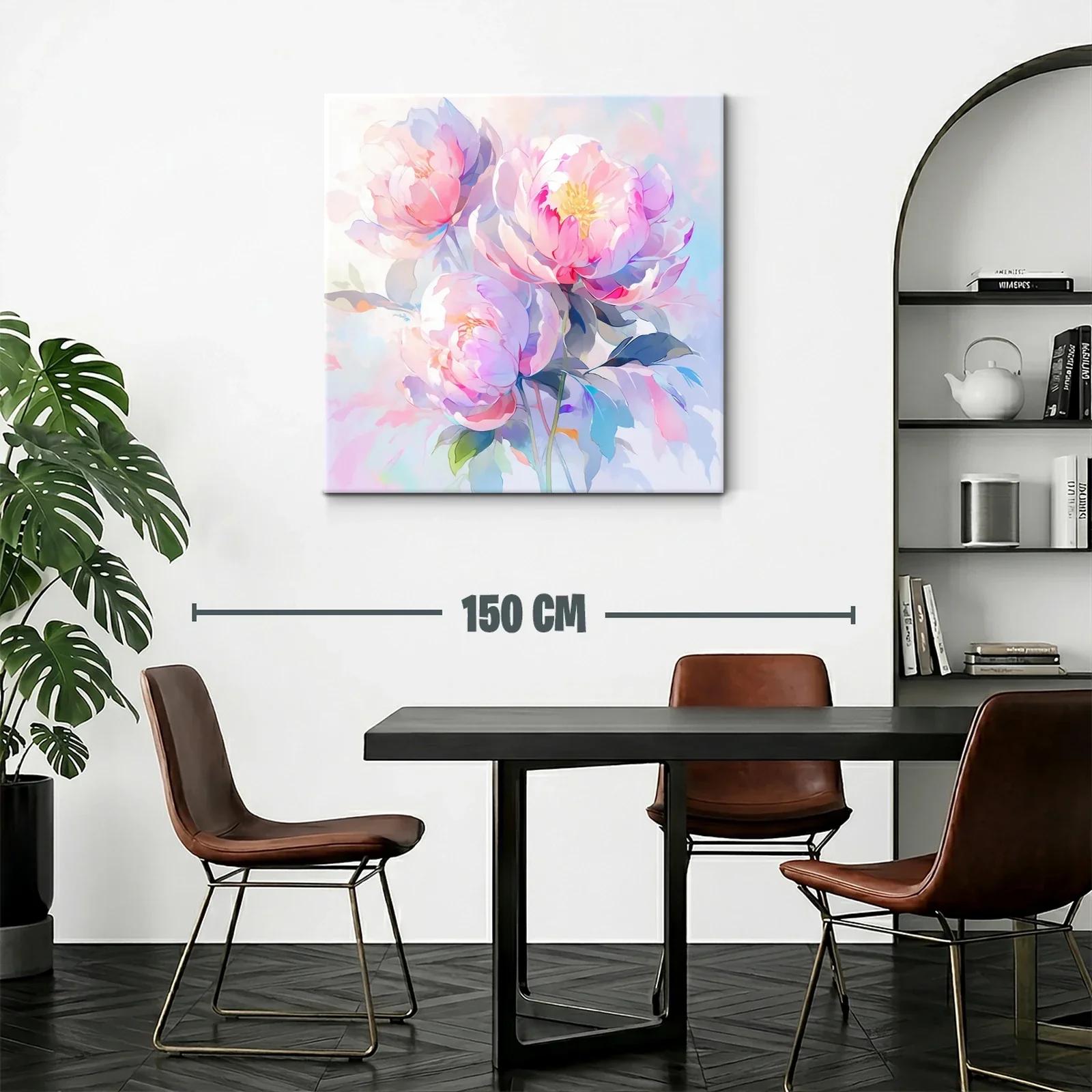Cuadro floral con peonías en tonos pastel y suaves luces — miniatura 2