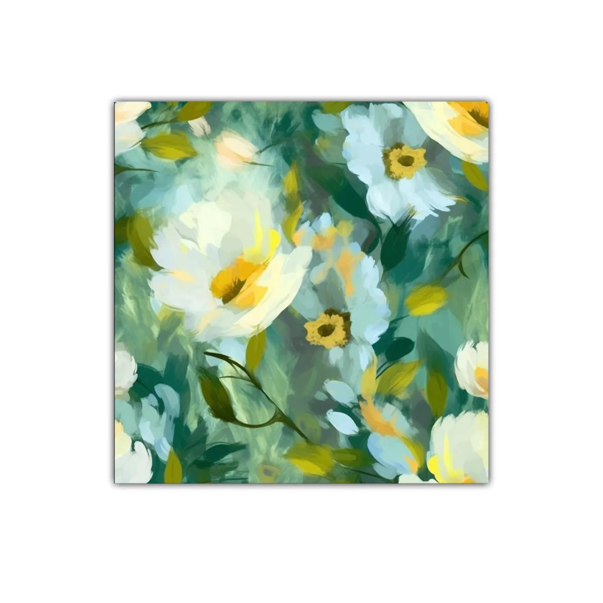 Cuadro floral con tonos verdes y amarillos vibrantes — imagen principal