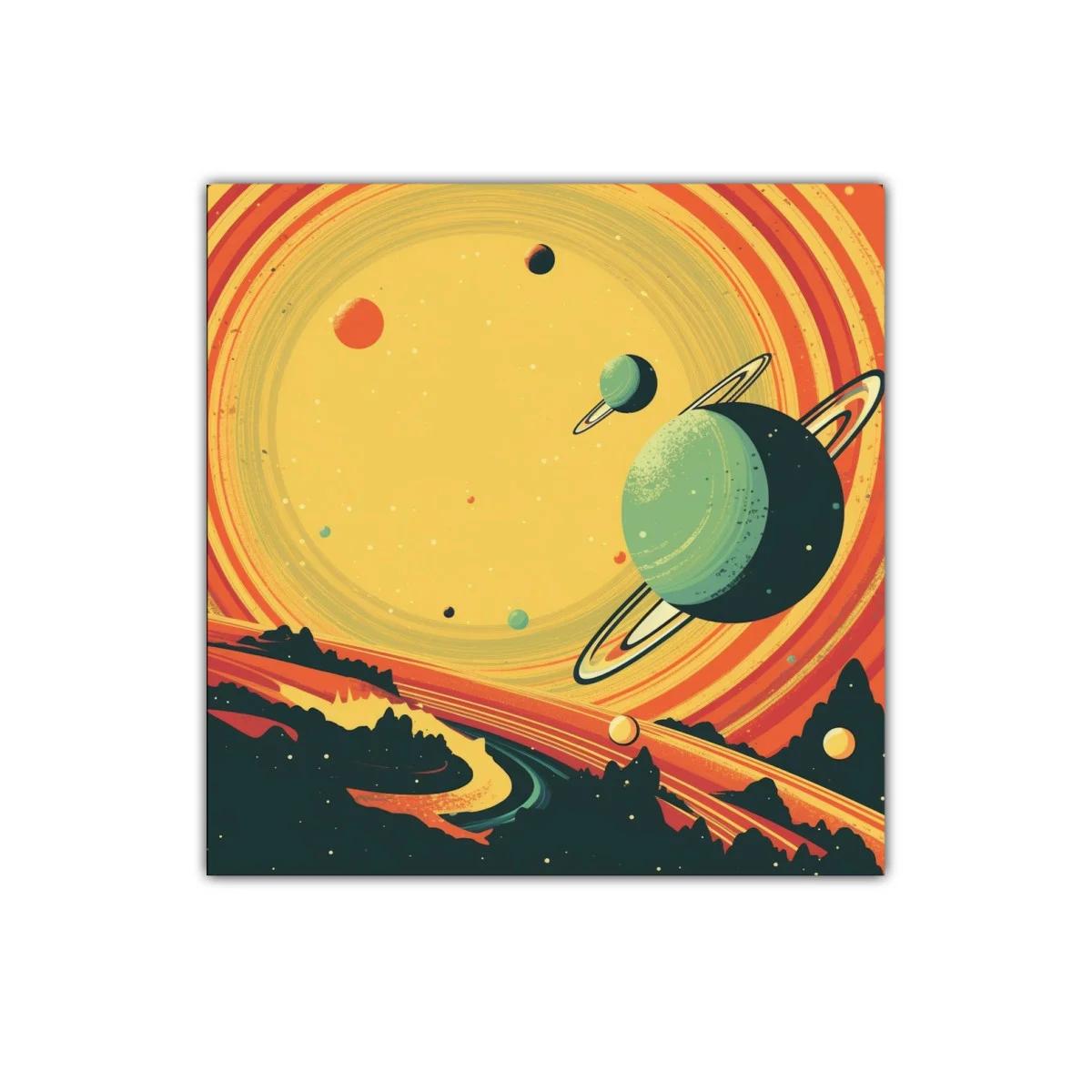 Cuadro decorativo con diseño espacial y planetas anillados — imagen principal