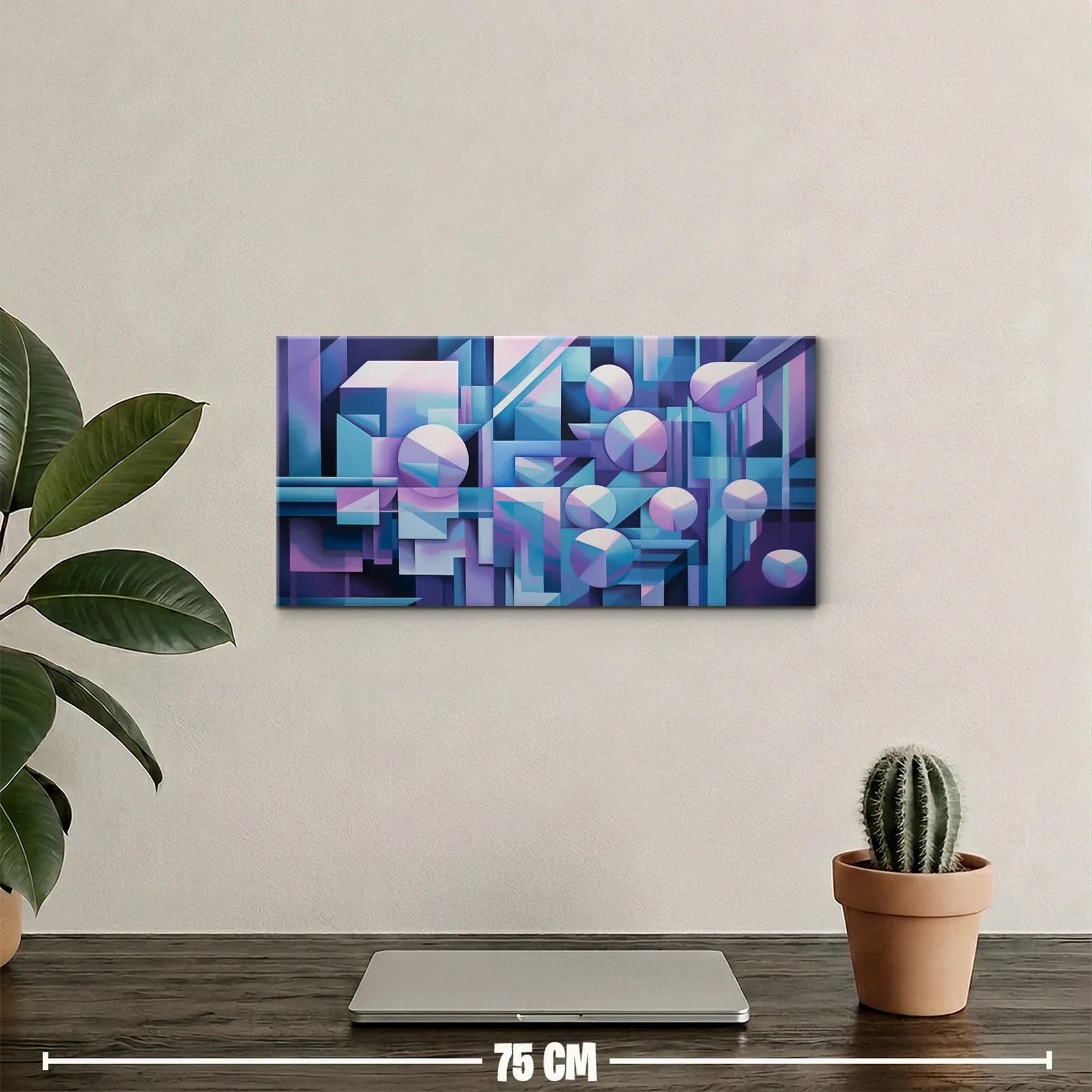 Cuadro abstracción geométrica 3D con cilindros y esferas — miniatura 2