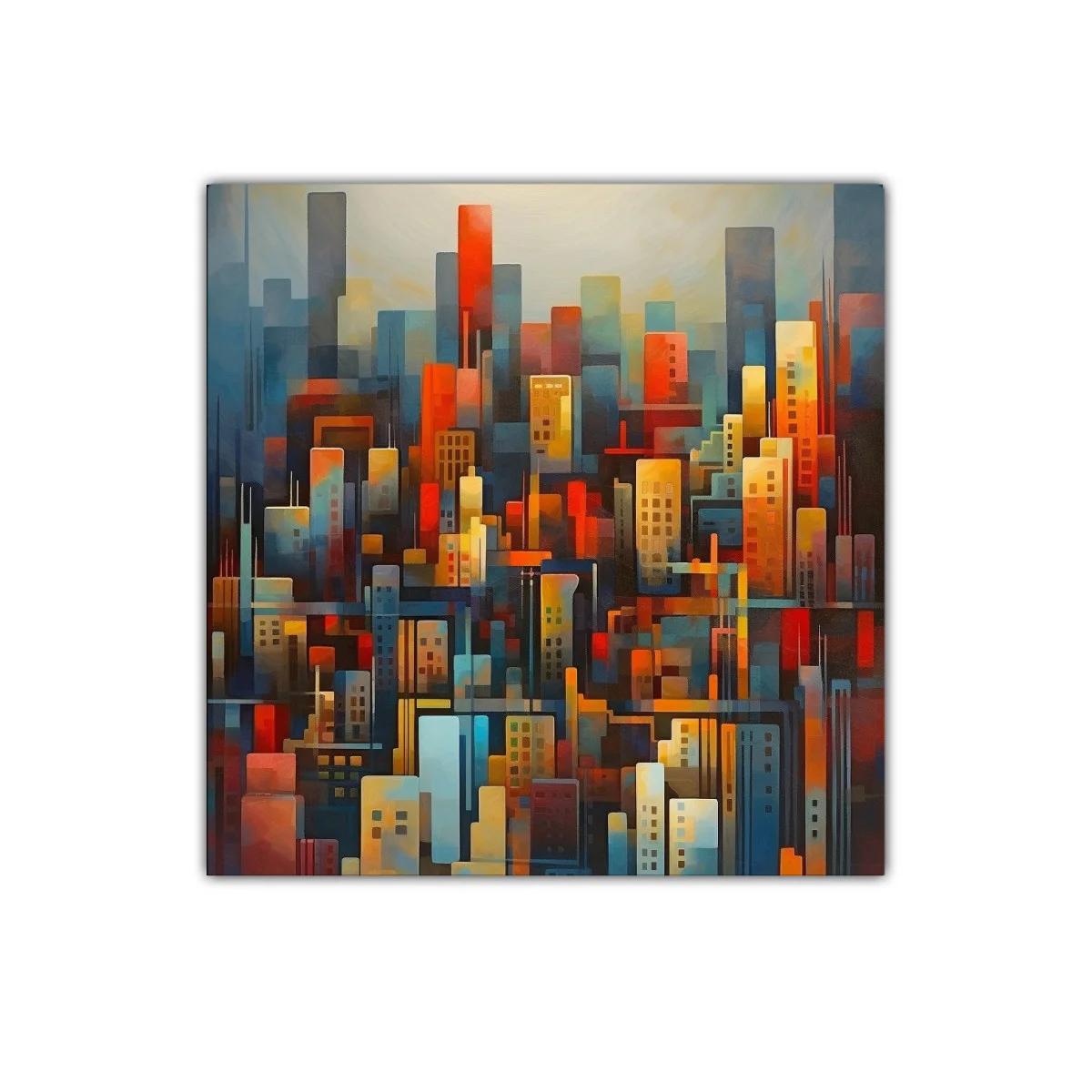 Composición urbana con vibrantes tonos cálidos y fríos — imagen principal
