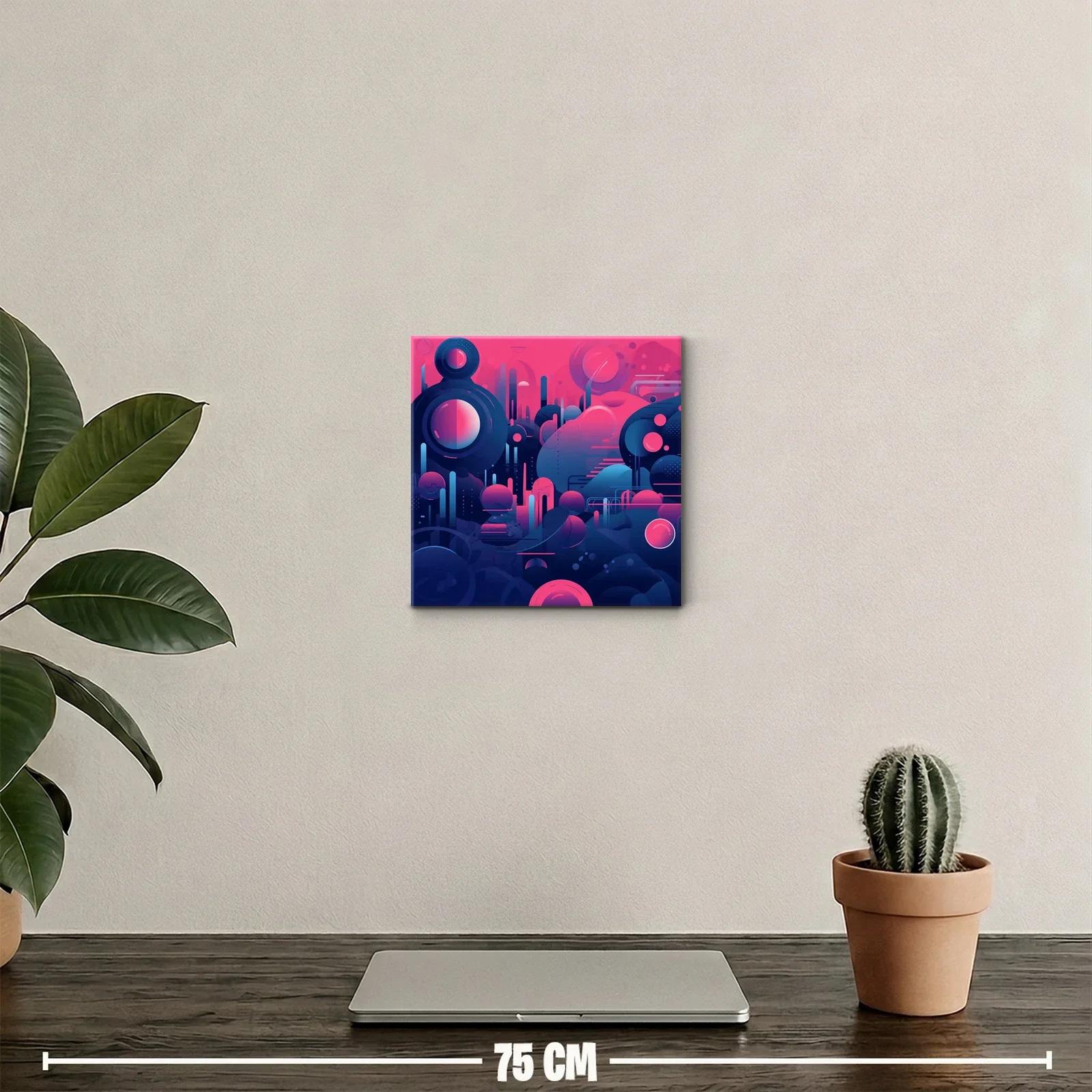 Composición abstracta futurista en tonos azul y rosa brillante — miniatura 2