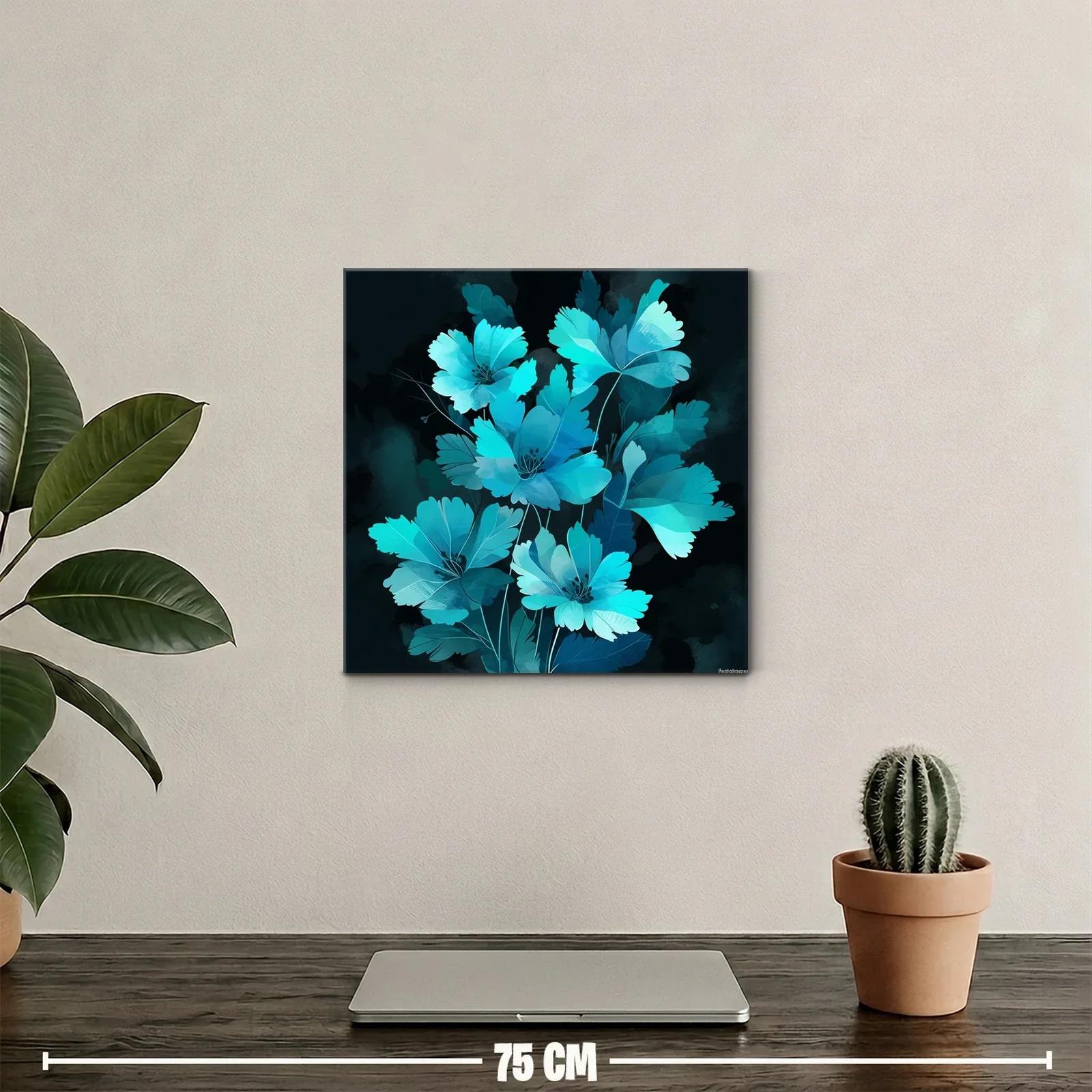 Flores en tonos azules vibrantes con fondo oscuro — miniatura 2