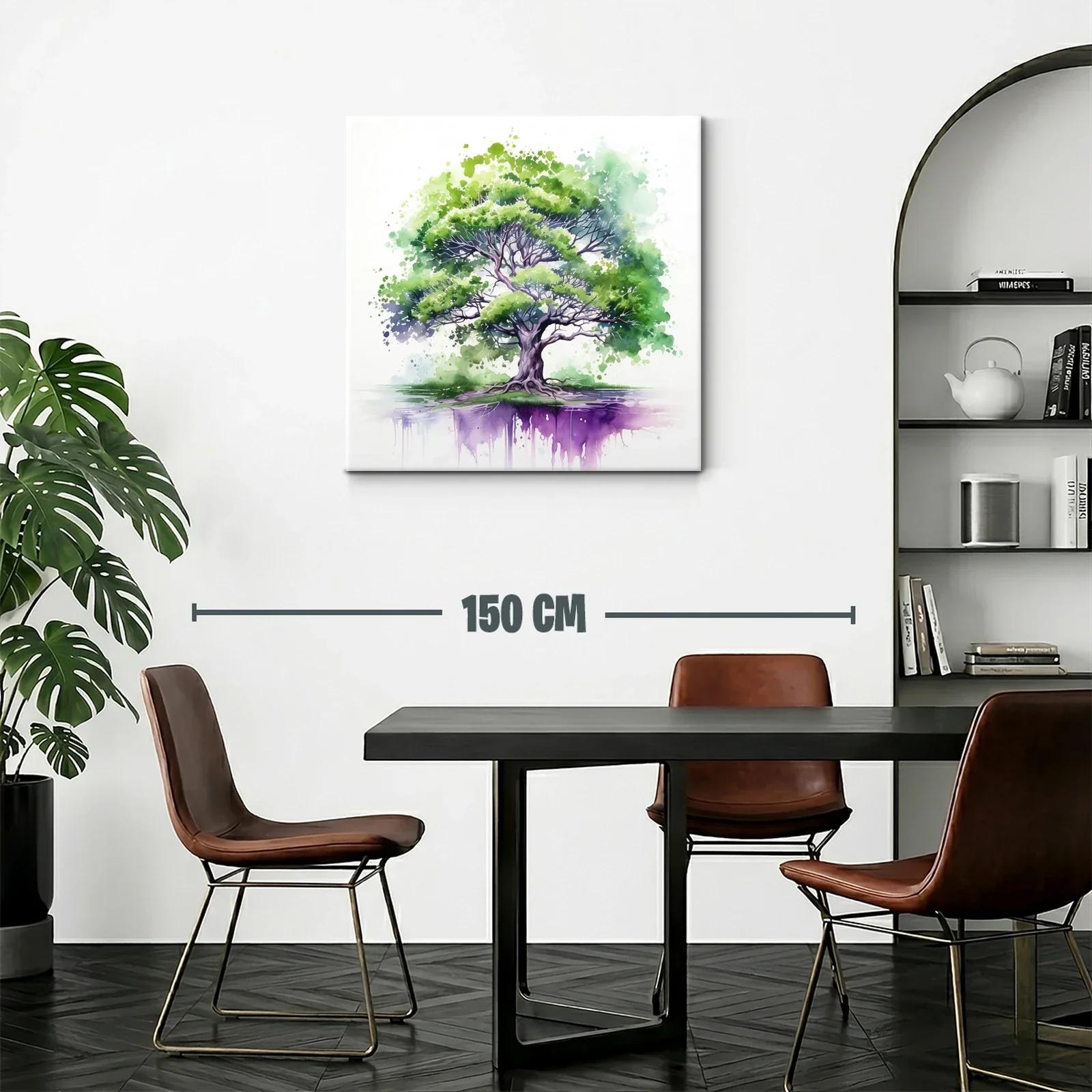 Árbol vibrante con reflejo en tonos verdes y púrpuras — miniatura 2