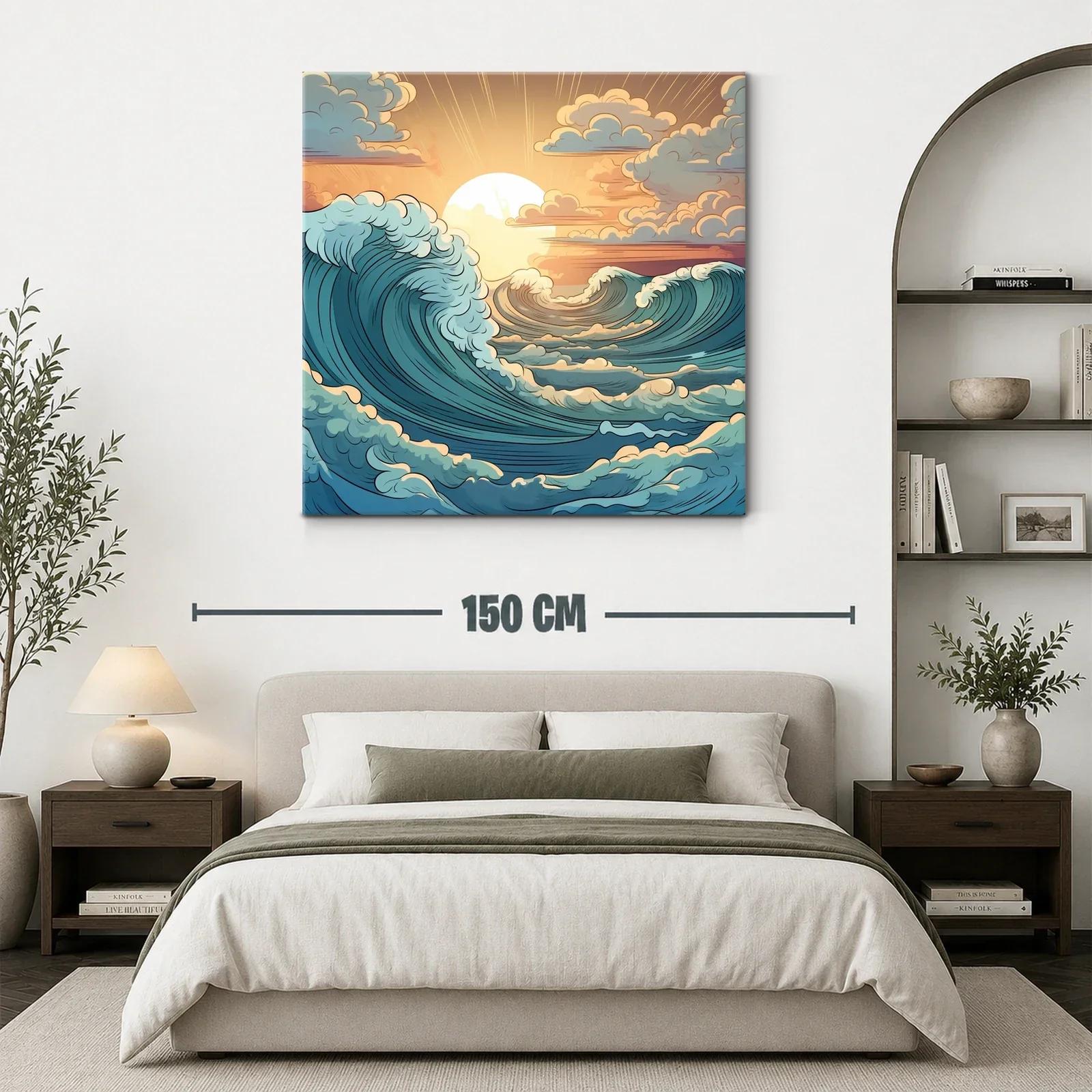 Atardecer sobre olas dinámicas en calma y movimiento — miniatura 3