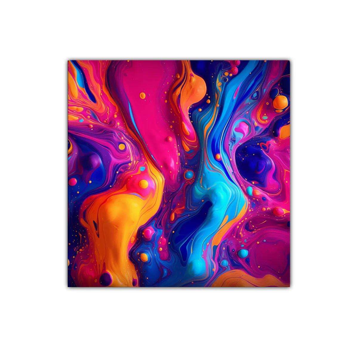 Cuadro abstracto con explosión de colores vibrantes
