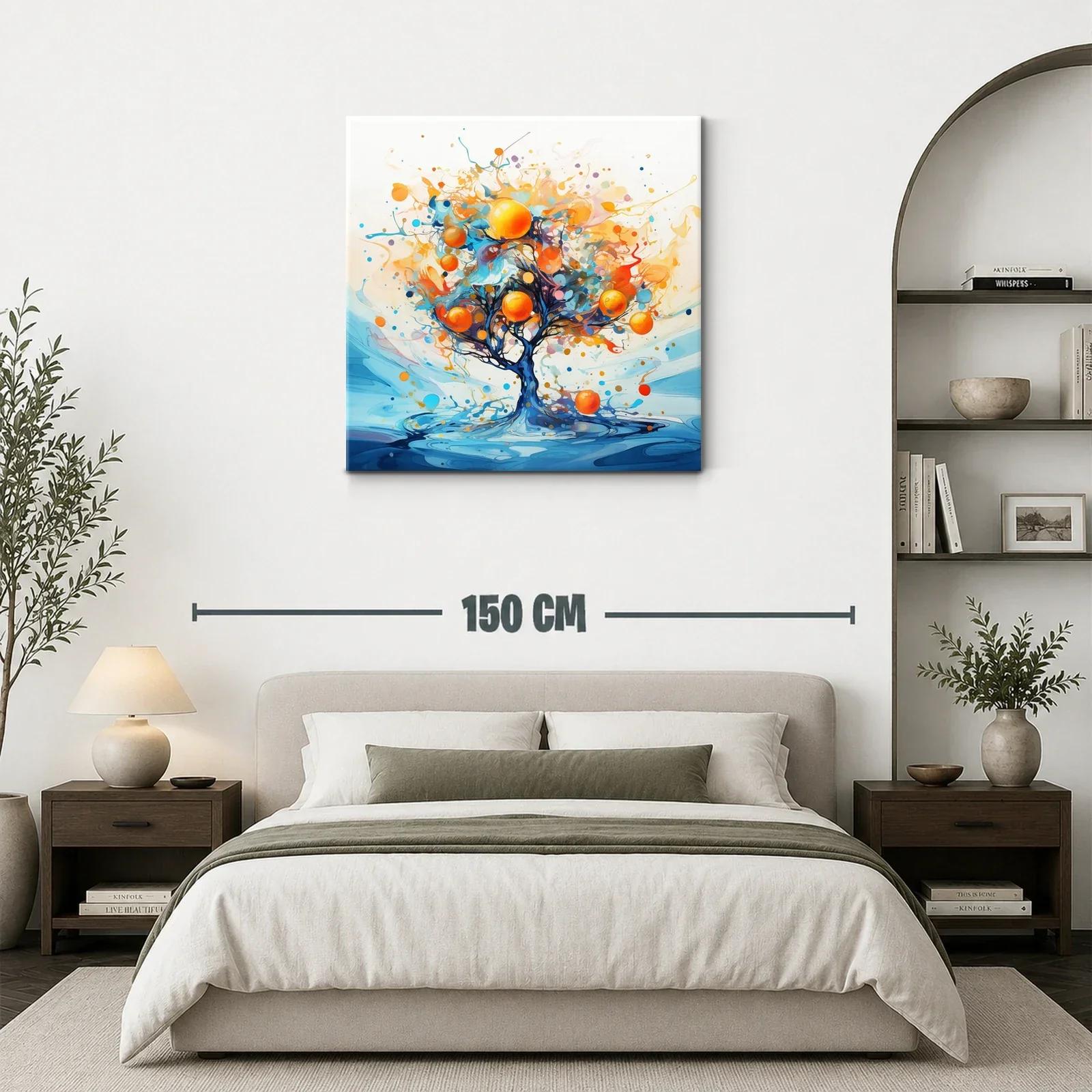 Árbol vibrante con frutos anaranjados sobre fondo azul — miniatura 3