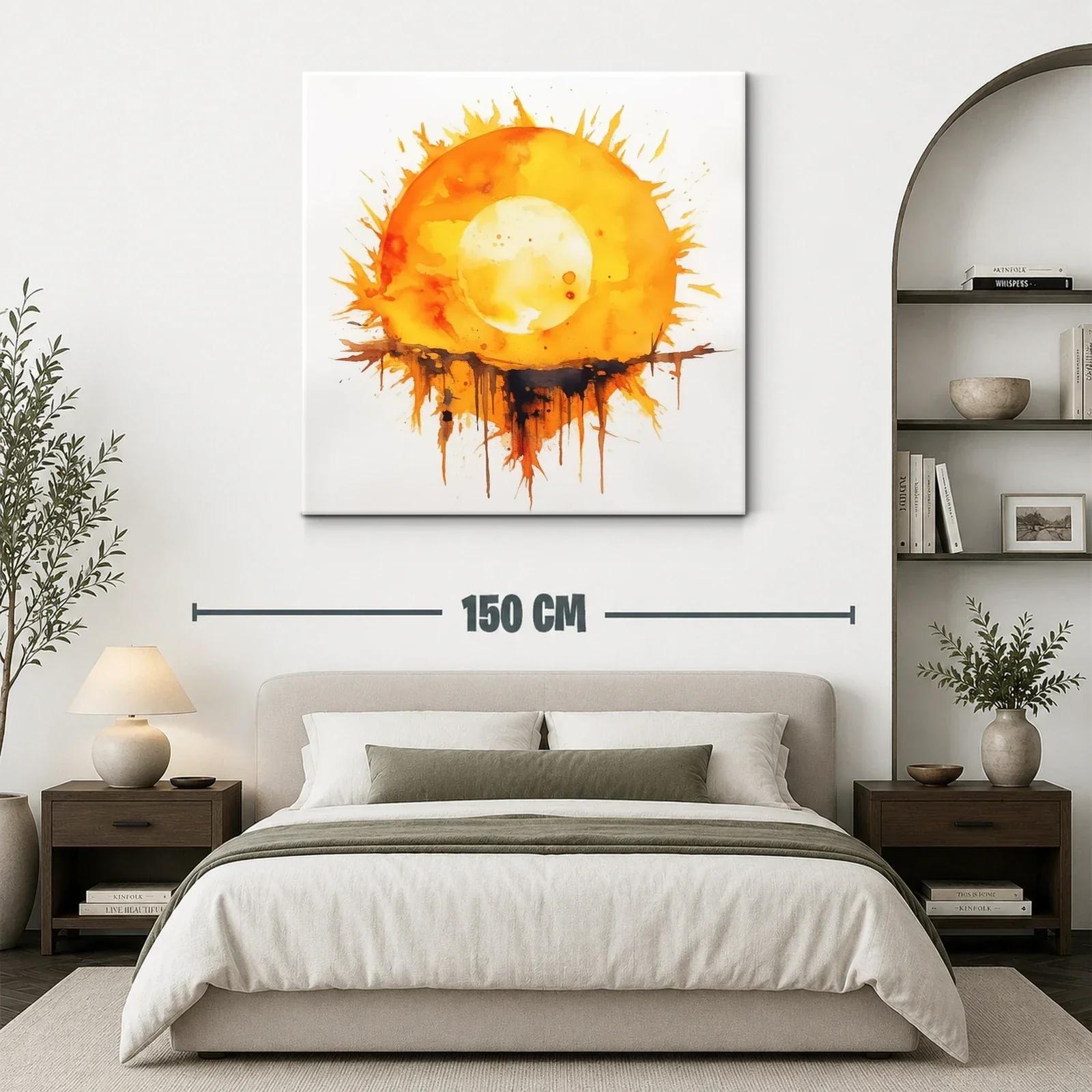 Cuadro Abstracto Sol Radiante con Efecto Acuarela — miniatura 3