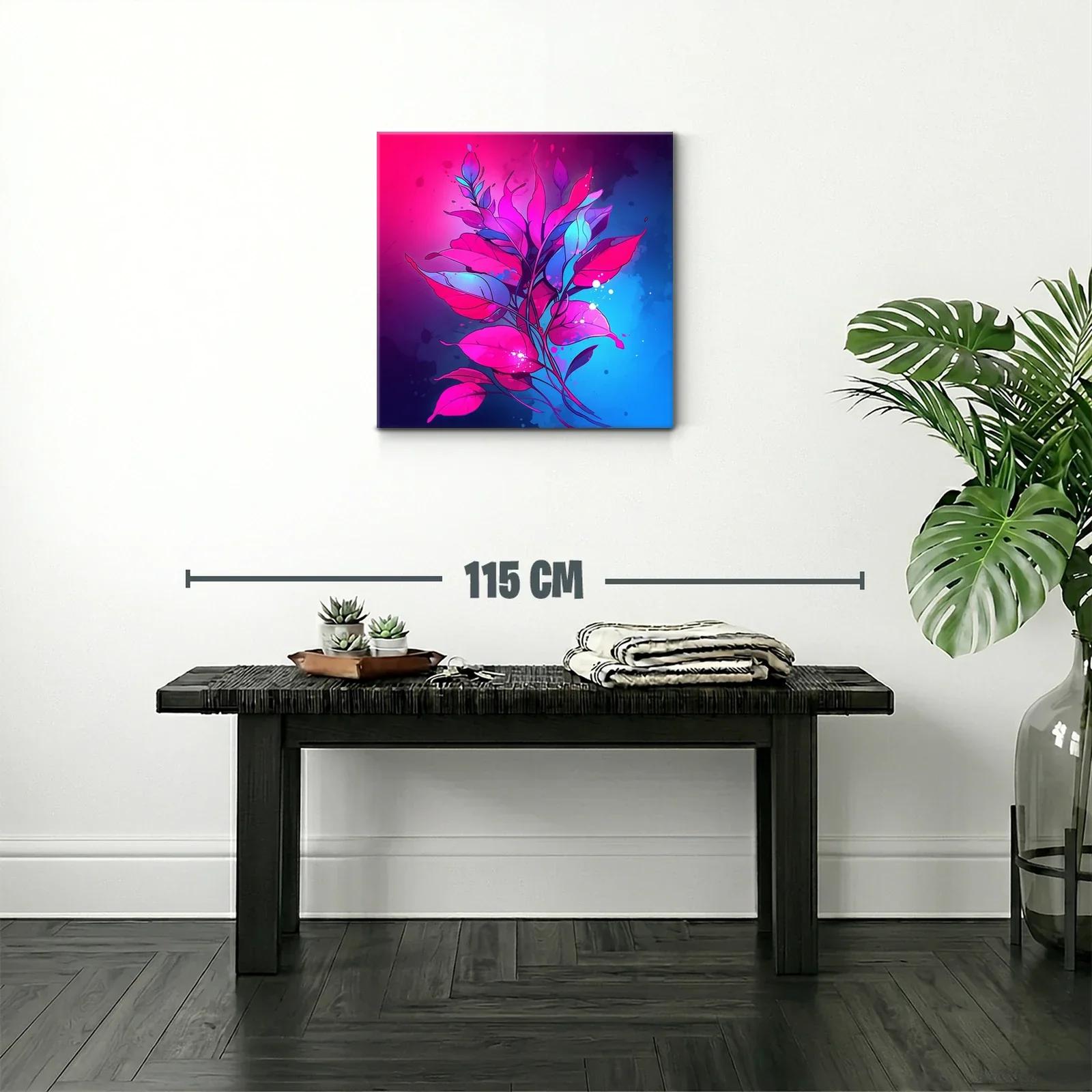 Composición vibrante de hojas en tonos fucsia y azul — miniatura 2