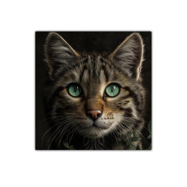 Retrato fascinante de un gato con ojos verdes intensos