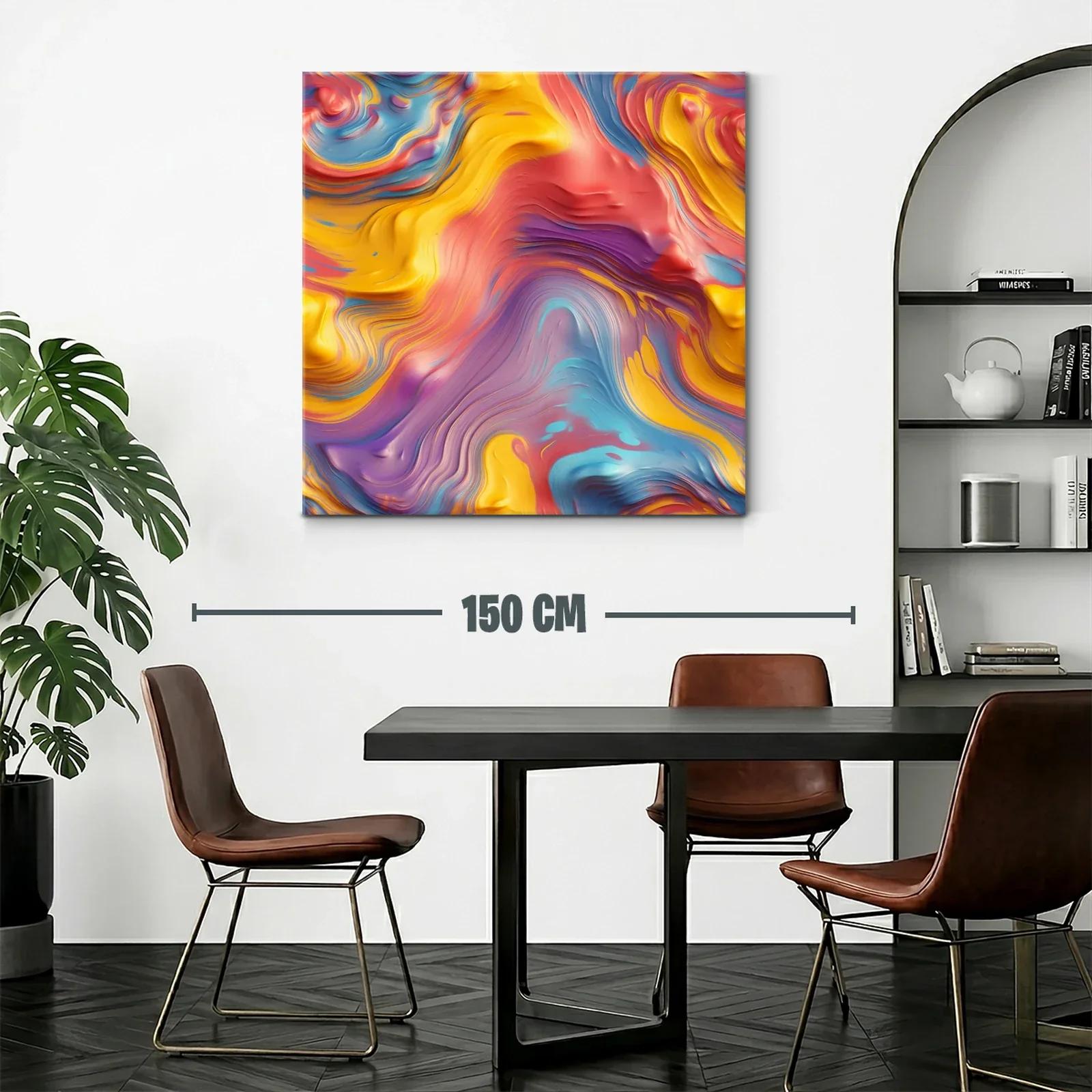 Cuadro abstracto con formas fluidas en tonos vibrantes — miniatura 2