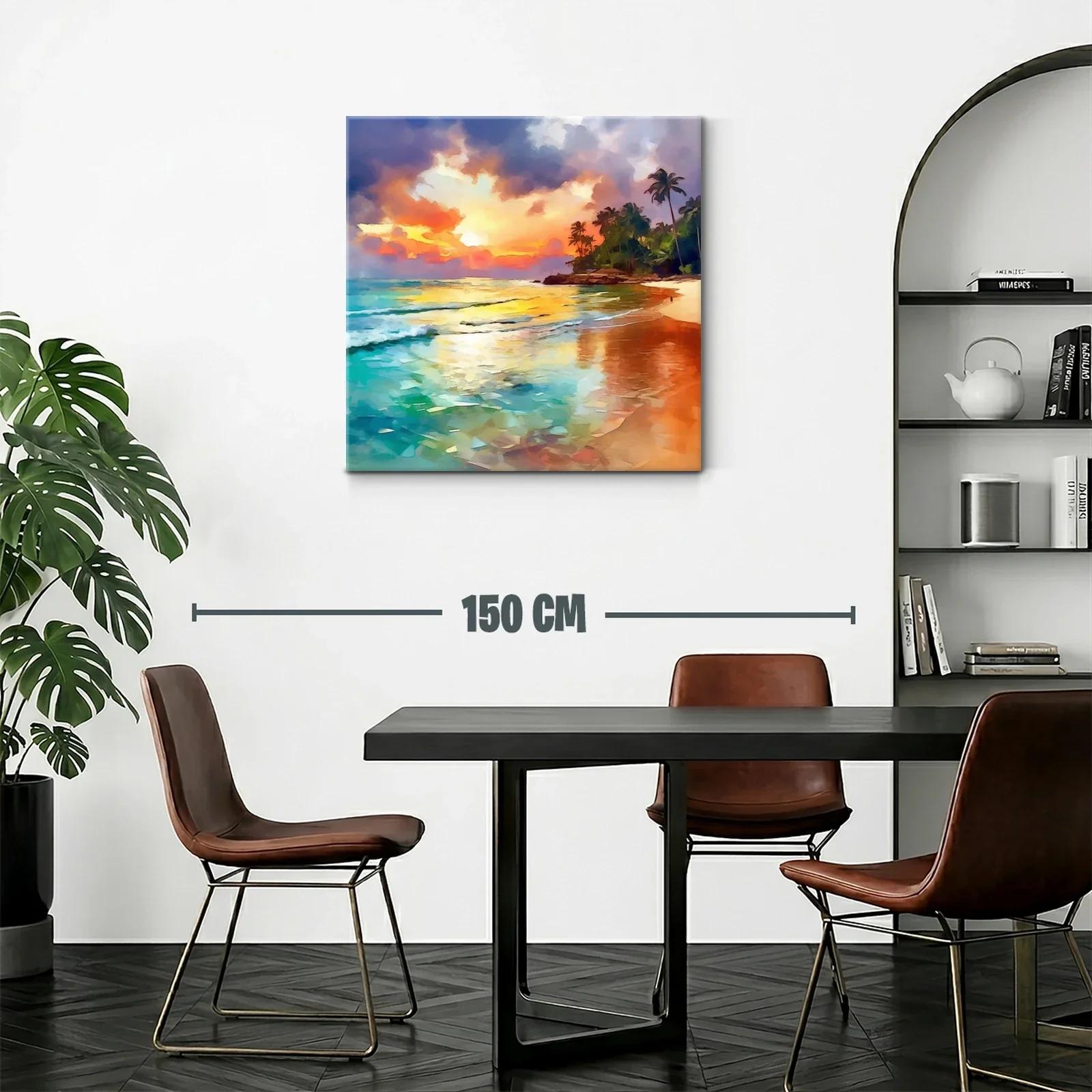Atardecer tropical con palmeras y mar tranquilo — miniatura 2
