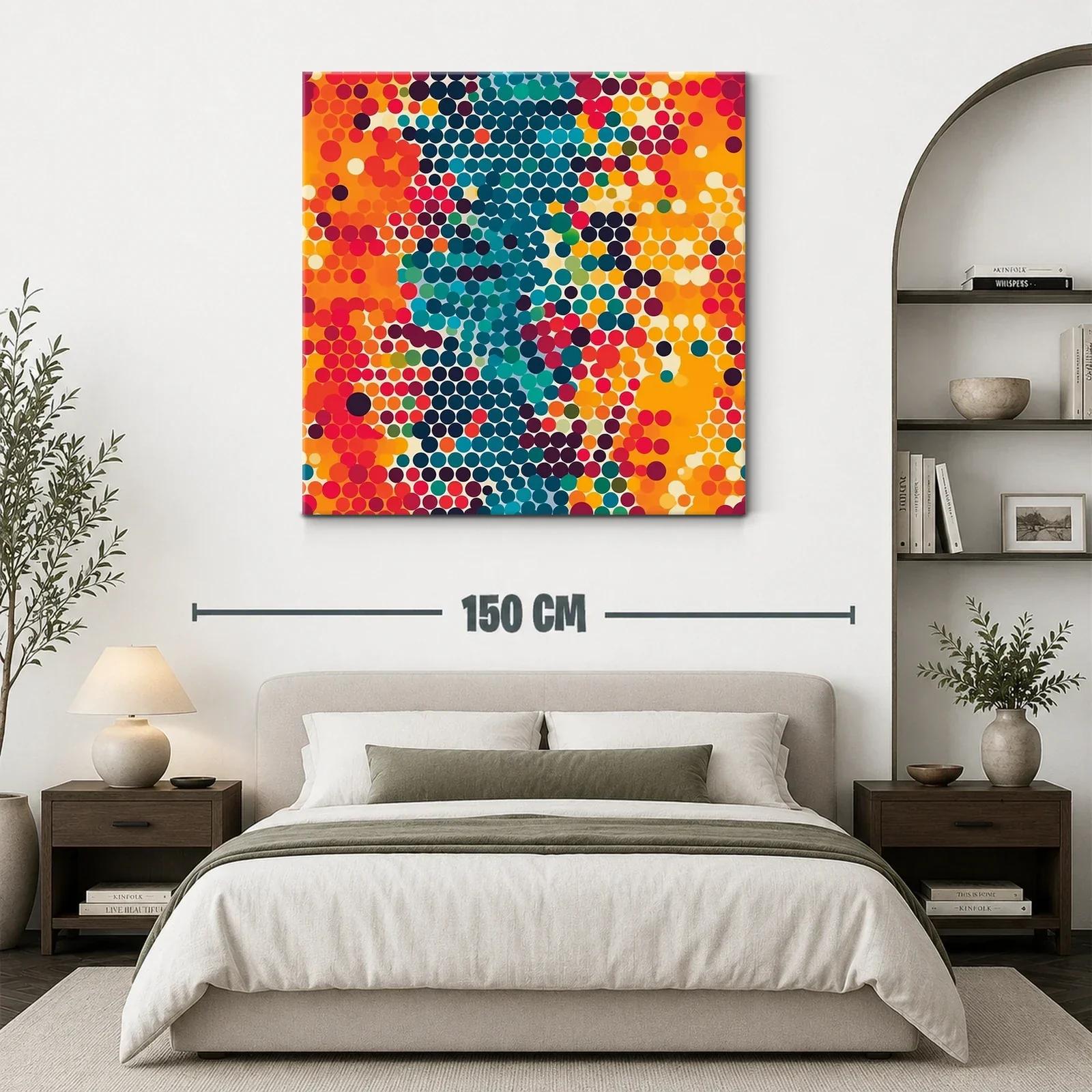 Arte abstracto vibrante con puntos en tonos cálidos y fríos — miniatura 3