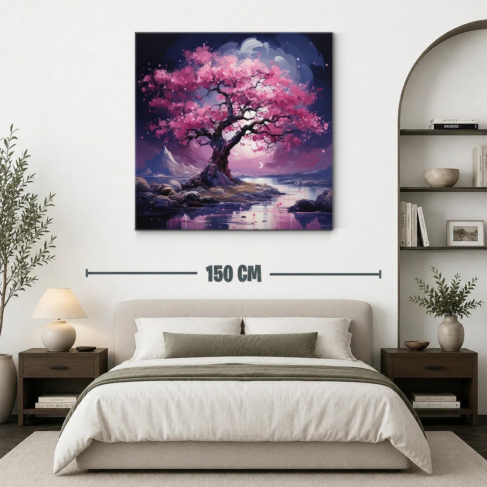 Árbol de Cerezo en Flor con Reflejos Nocturnos — miniatura 3