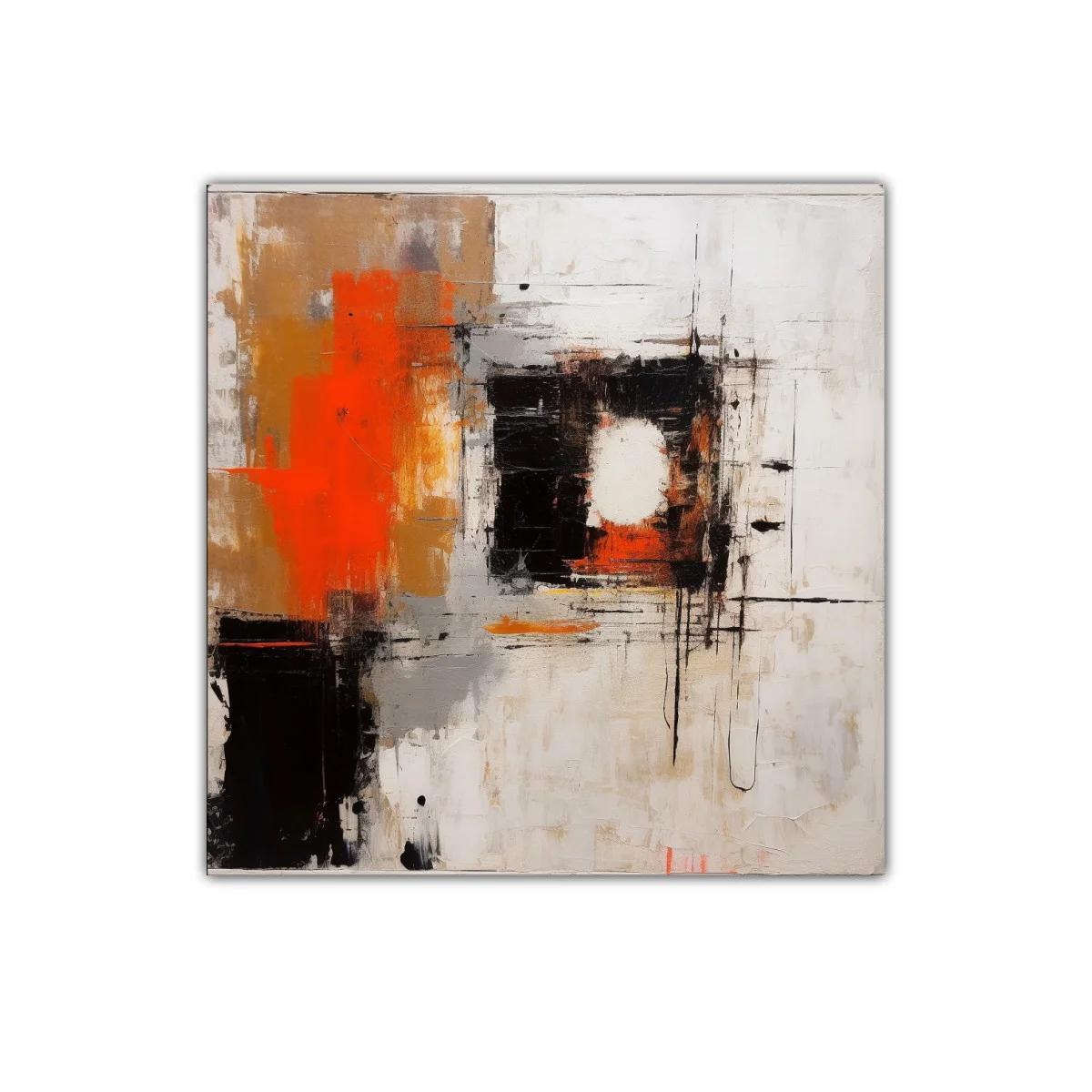 Cuadro decorativo abstracto en tonos cálidos y contrastes intensos — miniatura 1