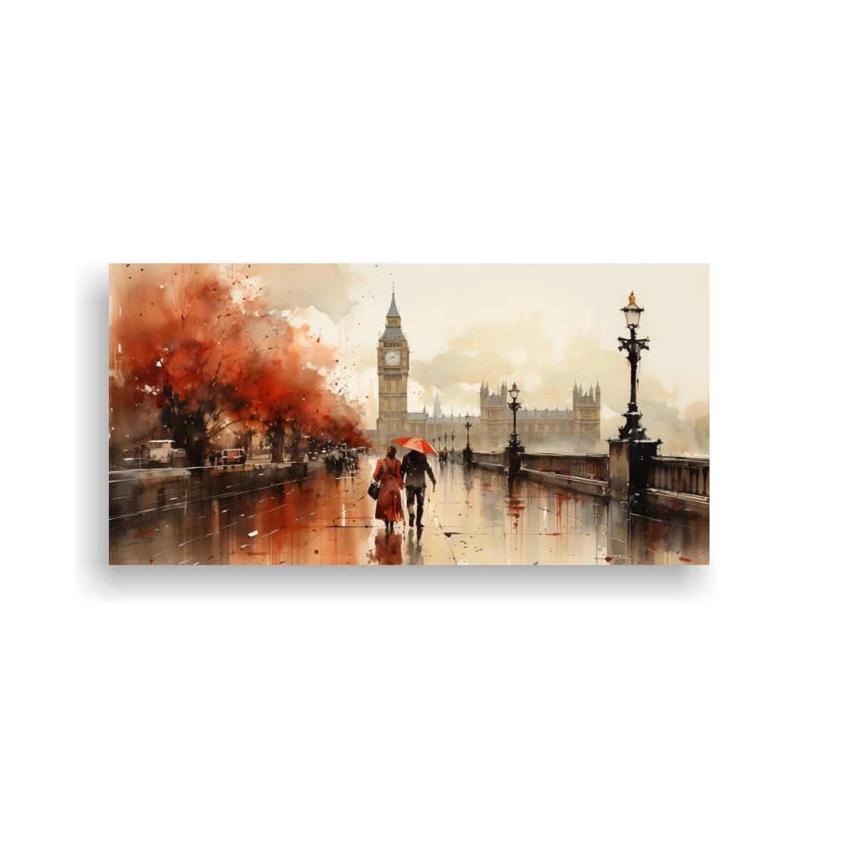 Cuadro Big Ben bajo la lluvia con Palacio de Westminster