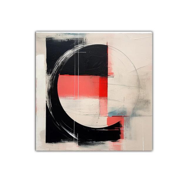 Cuadro abstracto con formas geométricas y contraste de color