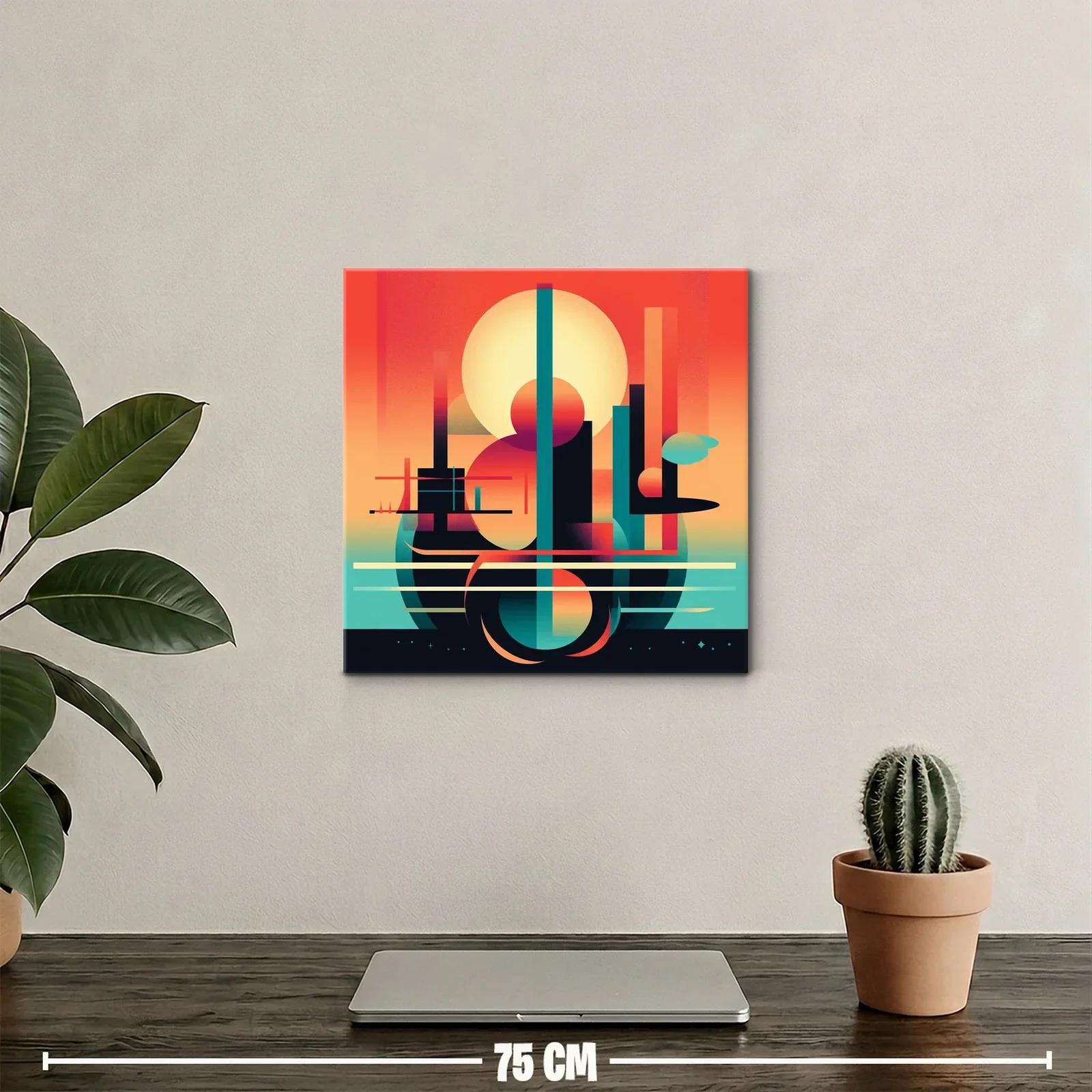 Cuadro abstracto con formas geométricas y tonos cálidos — miniatura 2