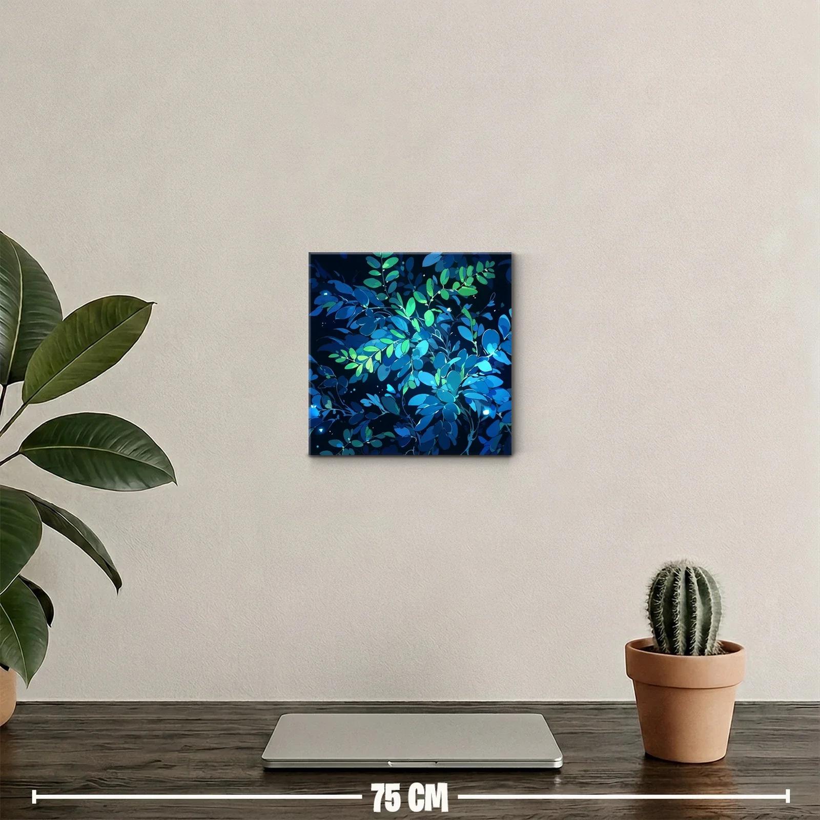 Cuadro Abstracto Hojas en Tonos Azules y Verdes — miniatura 2