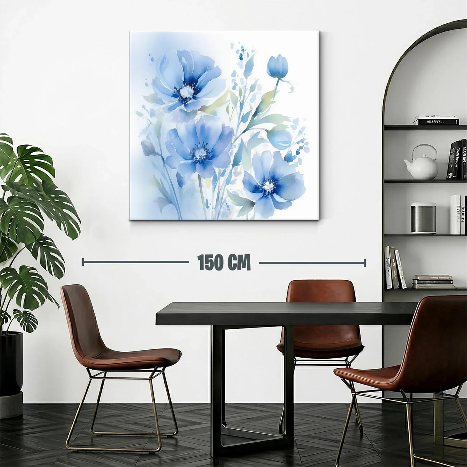 Cuadro floral en tonos azules con delicados pétalos — miniatura 2