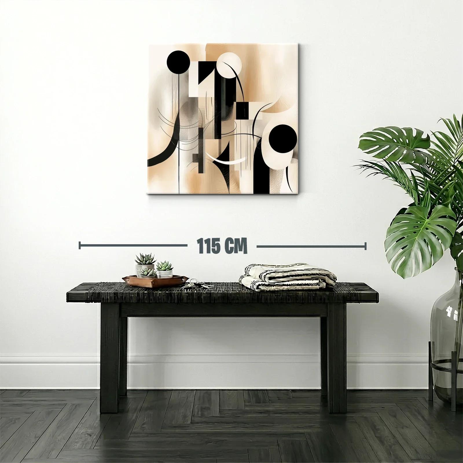 Composición abstracta en tonos beige y negro elegante — miniatura 2