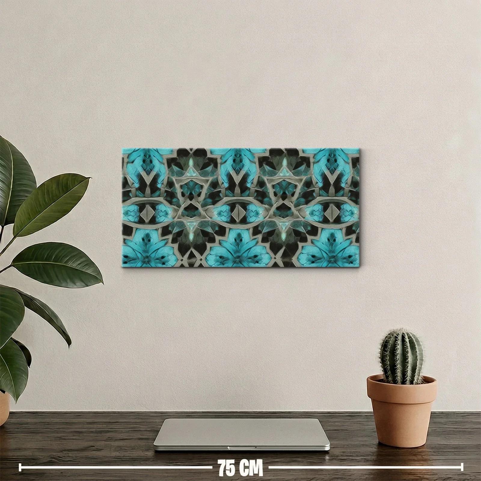 Cuadro mandala floral turquesa con acentos plateados — miniatura 2