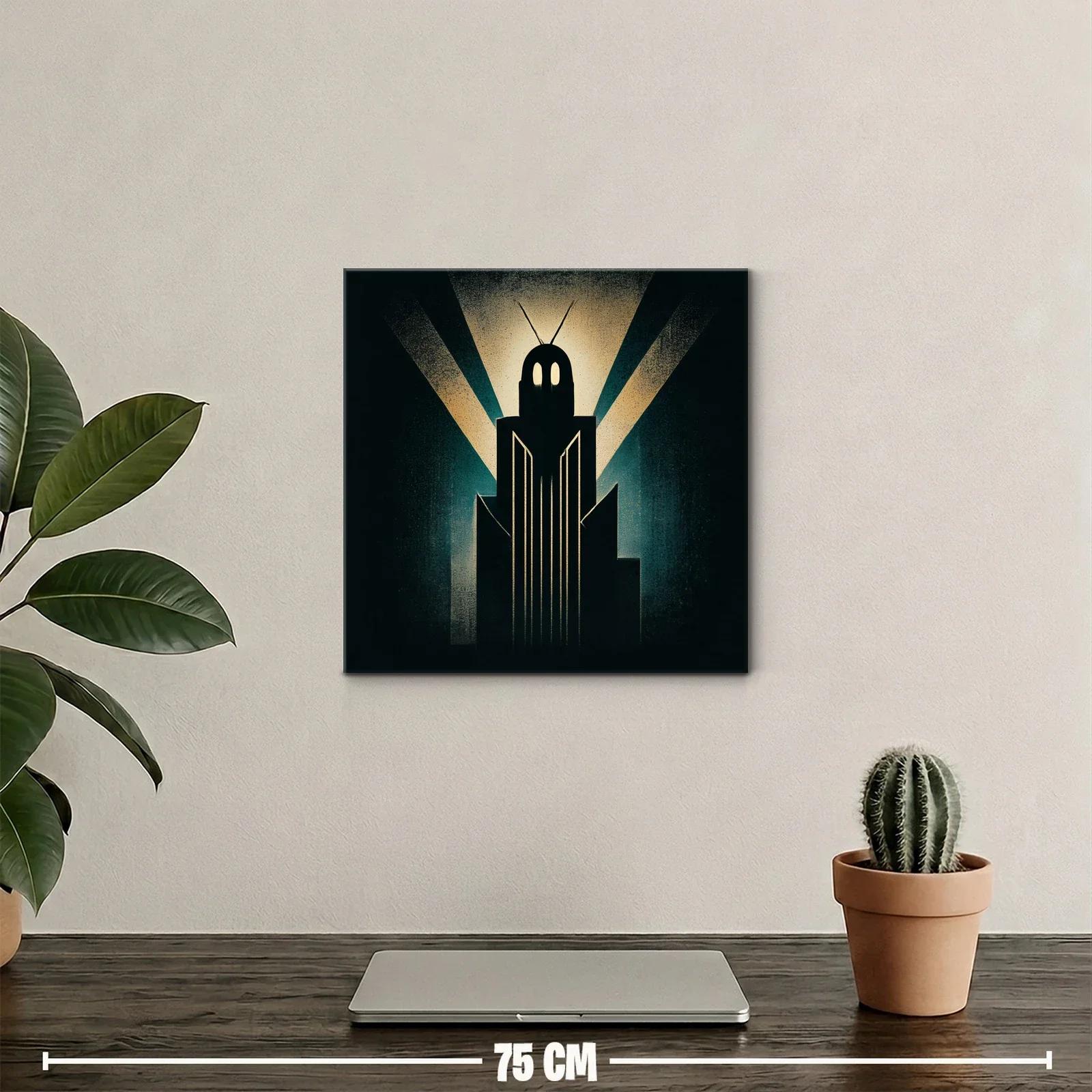 Edificio futurista con luz radiante en tonos oscuros — miniatura 2