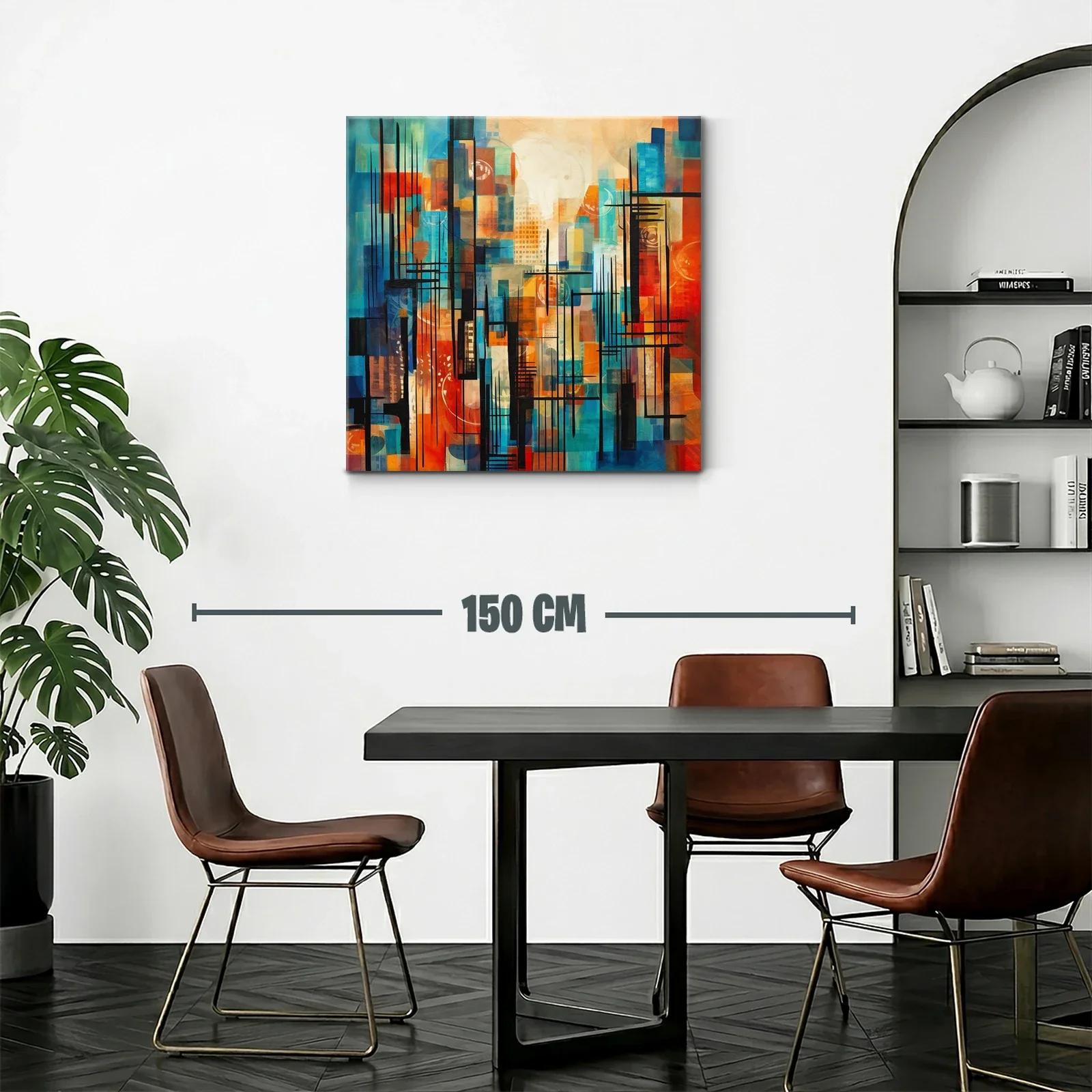 Composición abstracta urbana en tonos cálidos y fríos — miniatura 2