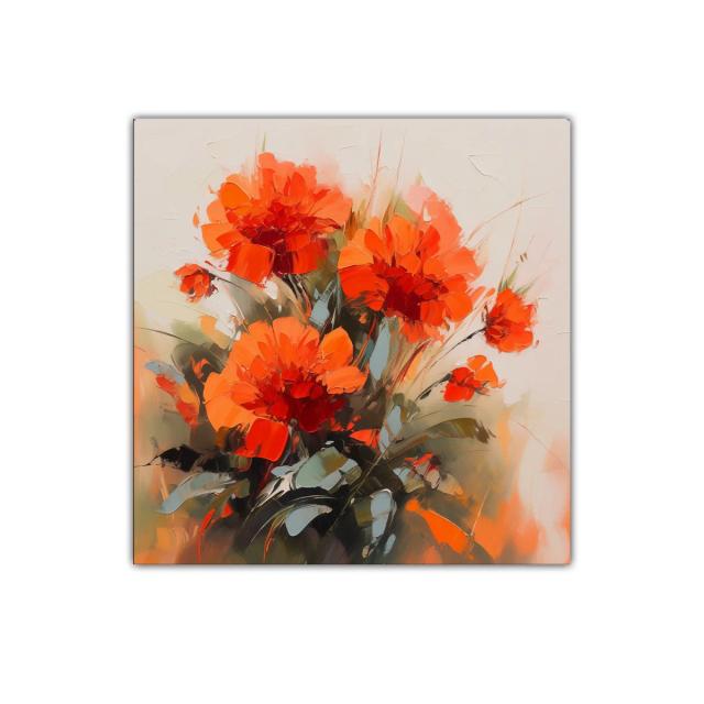 Cuadro decorativo con flores en tonos naranja vibrante