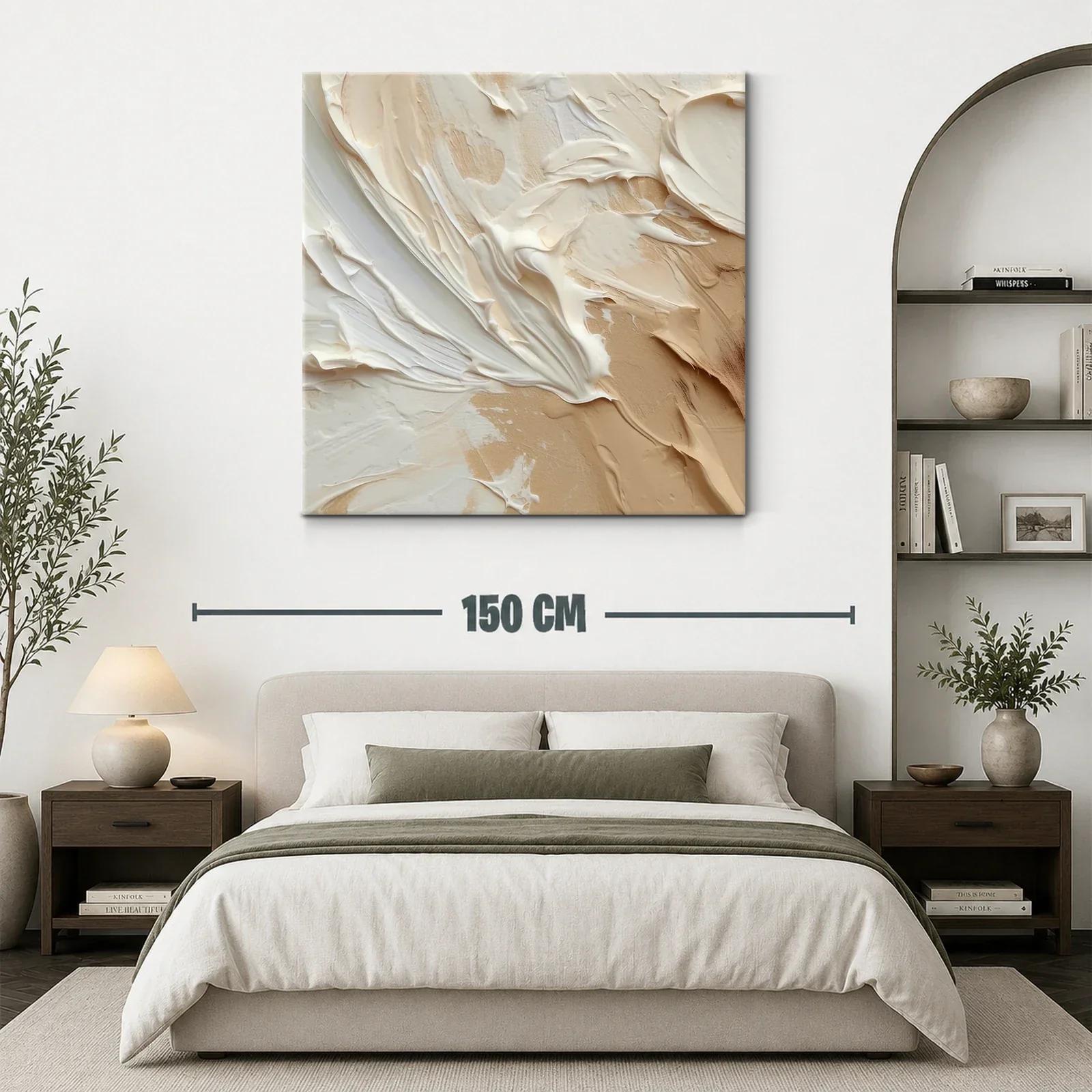 Cuadro abstracto en tonos beige y crema para ambientes cálidos — miniatura 3