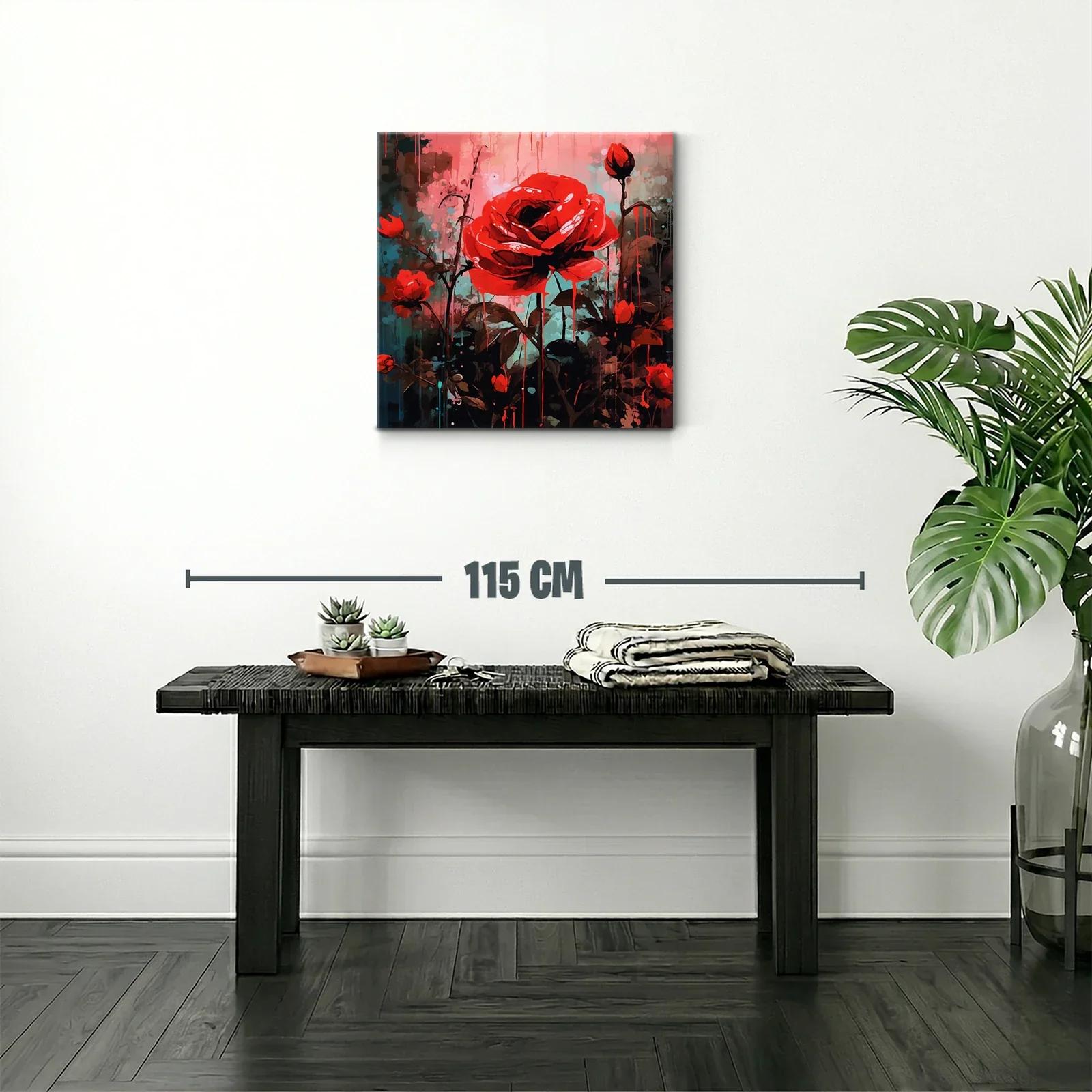 Vibrante composición de rosas rojas con fondo abstracto — miniatura 2