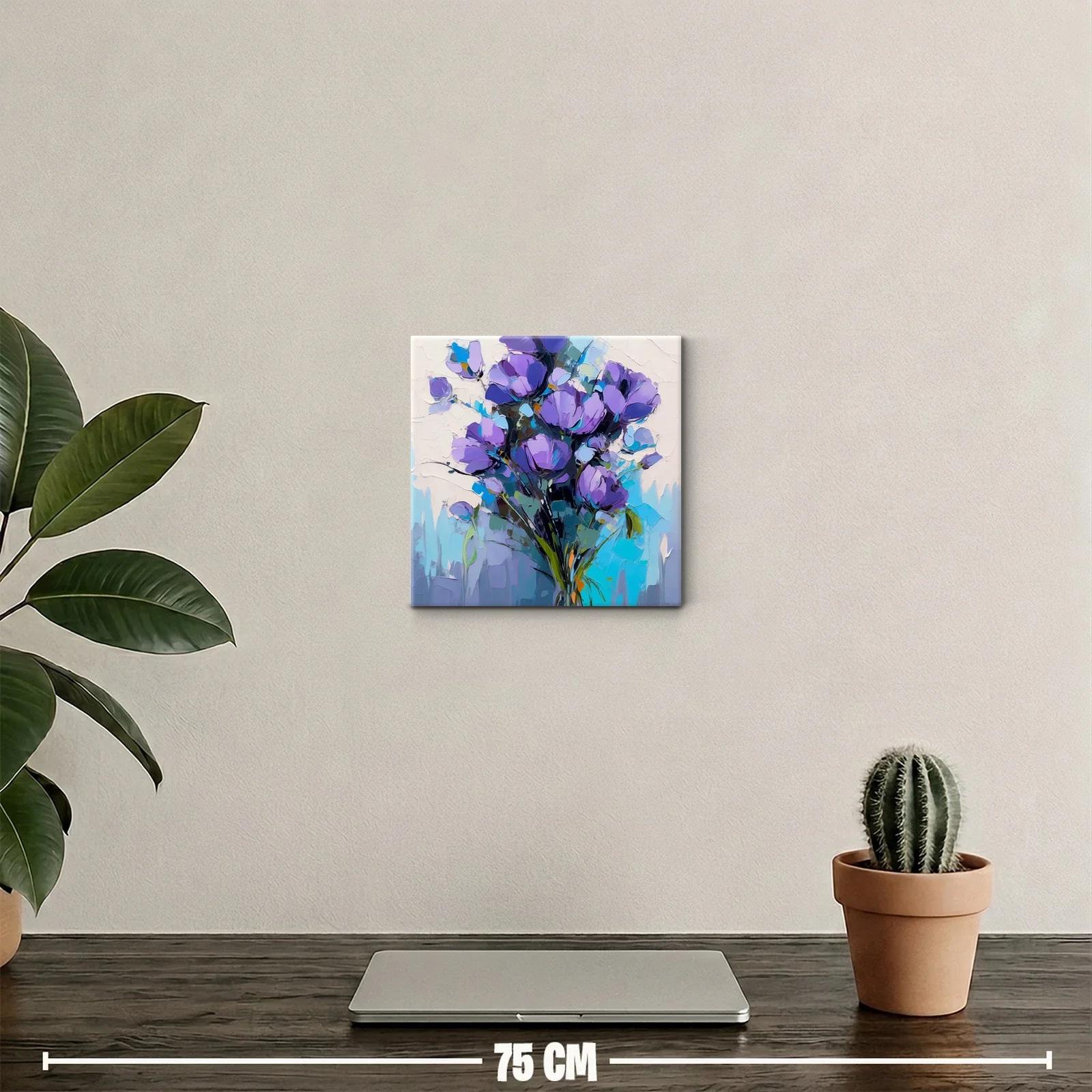 Ramo de flores violetas con fondo en tonos azules y blancos — miniatura 2